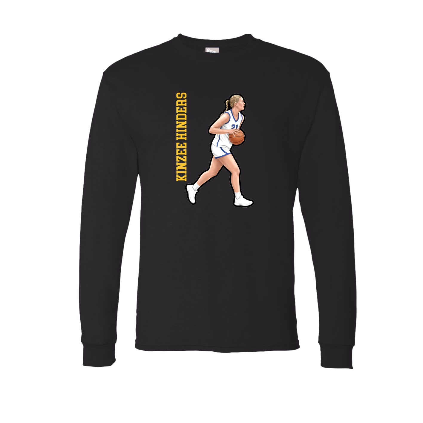 Long Sleeve Tee — Name Vertical in Black