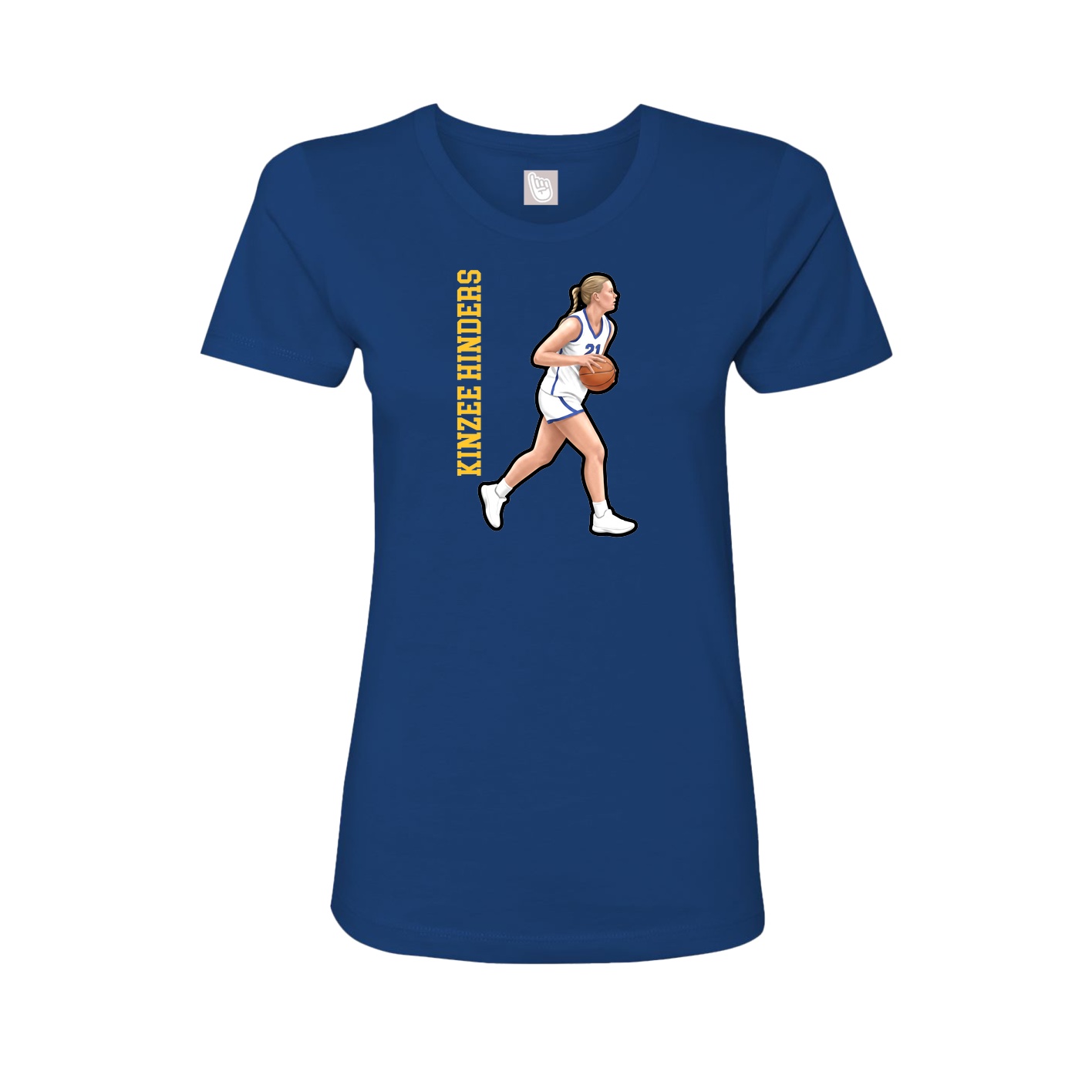 Fitted Women's Tee — Name Vertical in Royal