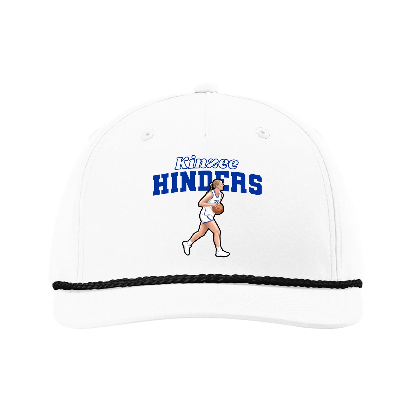 Five-Panel Classic Rope Cap — Name Arch in White