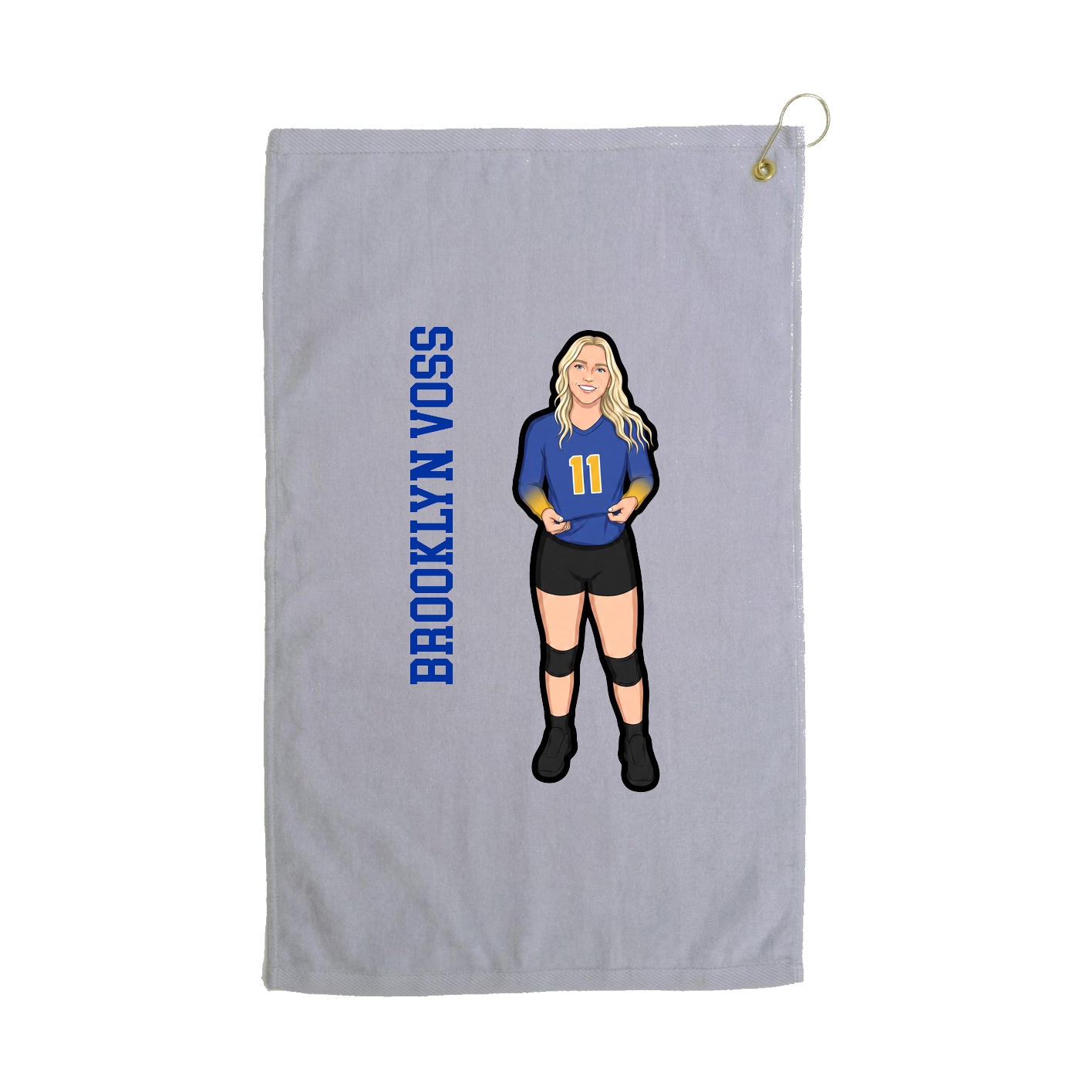 Golf Towel — Name Vertical in Grey