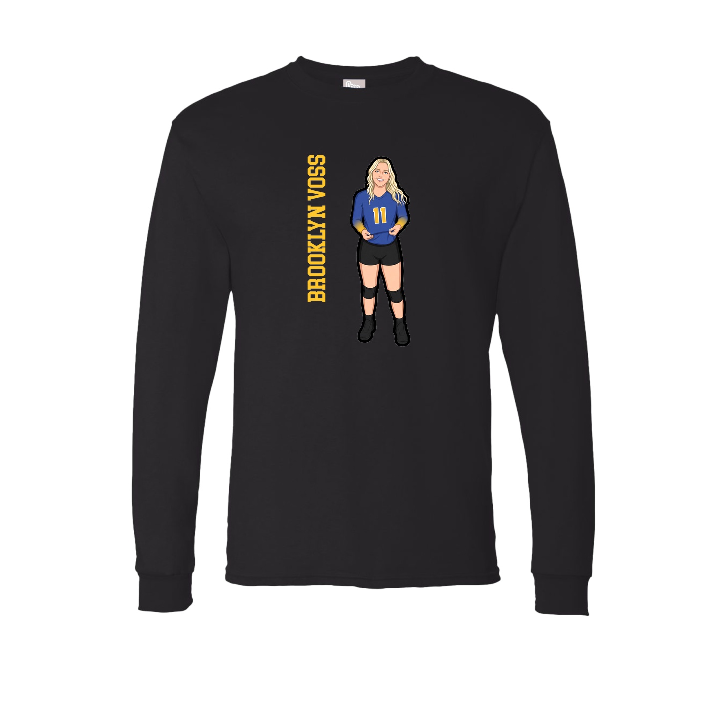 Long Sleeve Tee — Name Vertical in Black