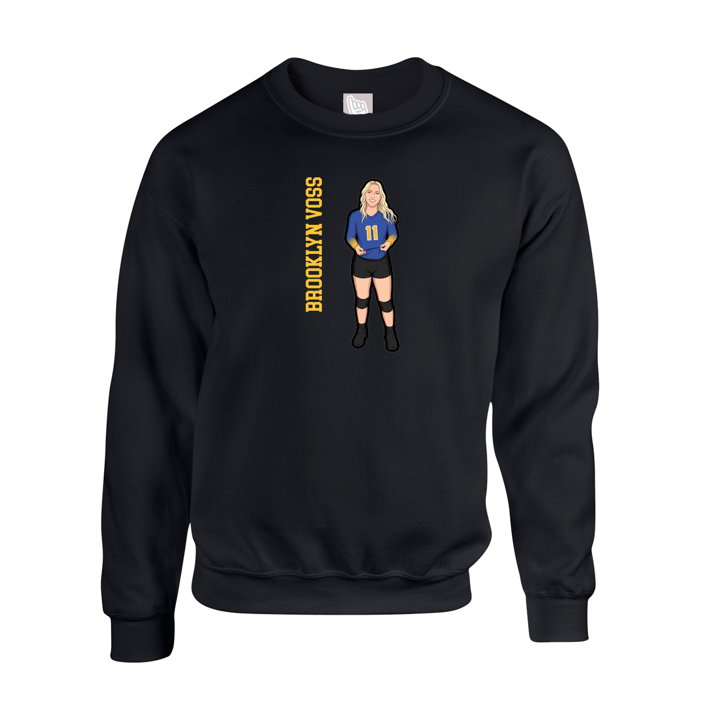 Fleece Crew — Name Vertical in Black