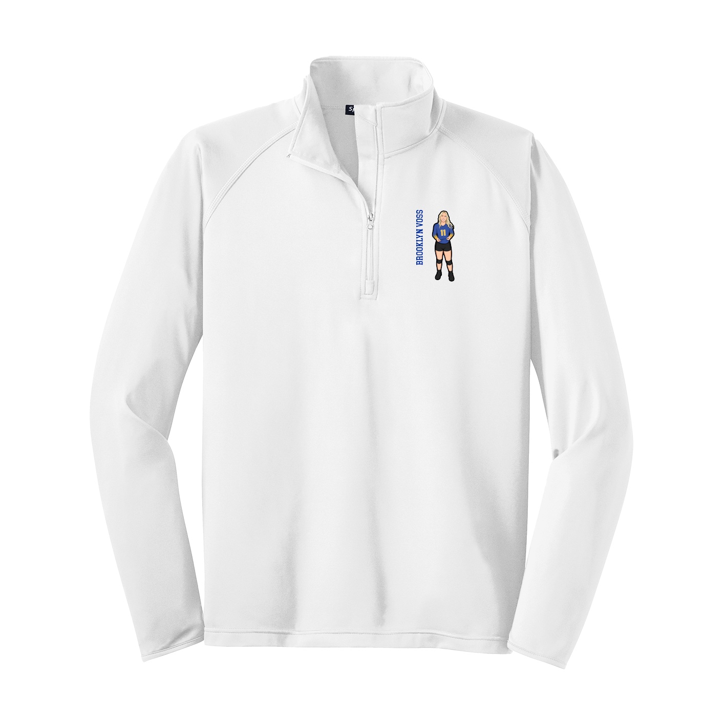 Q-Zip Pullover — Name Vertical in White
