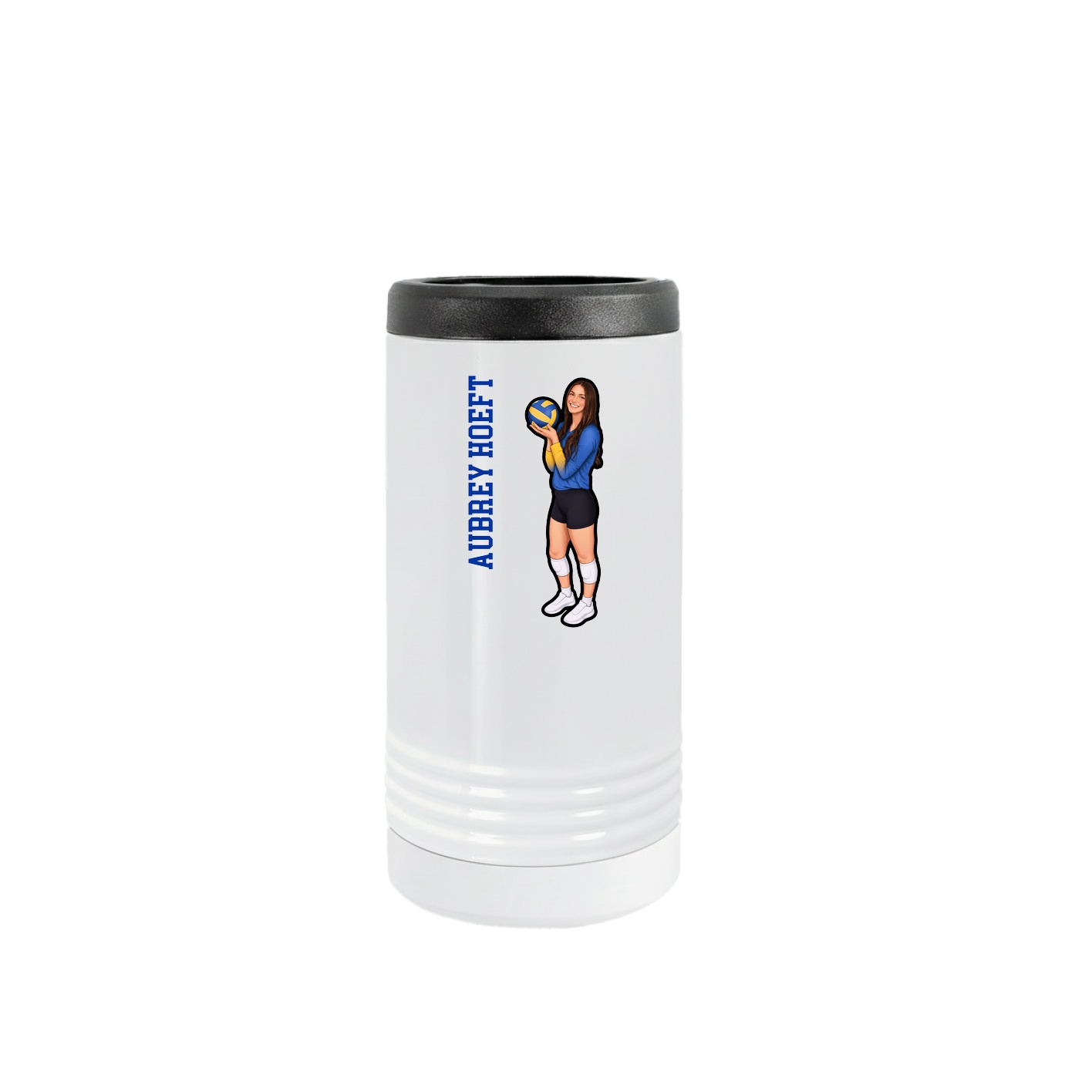 Slim Beverage Holder — Name Vertical in White