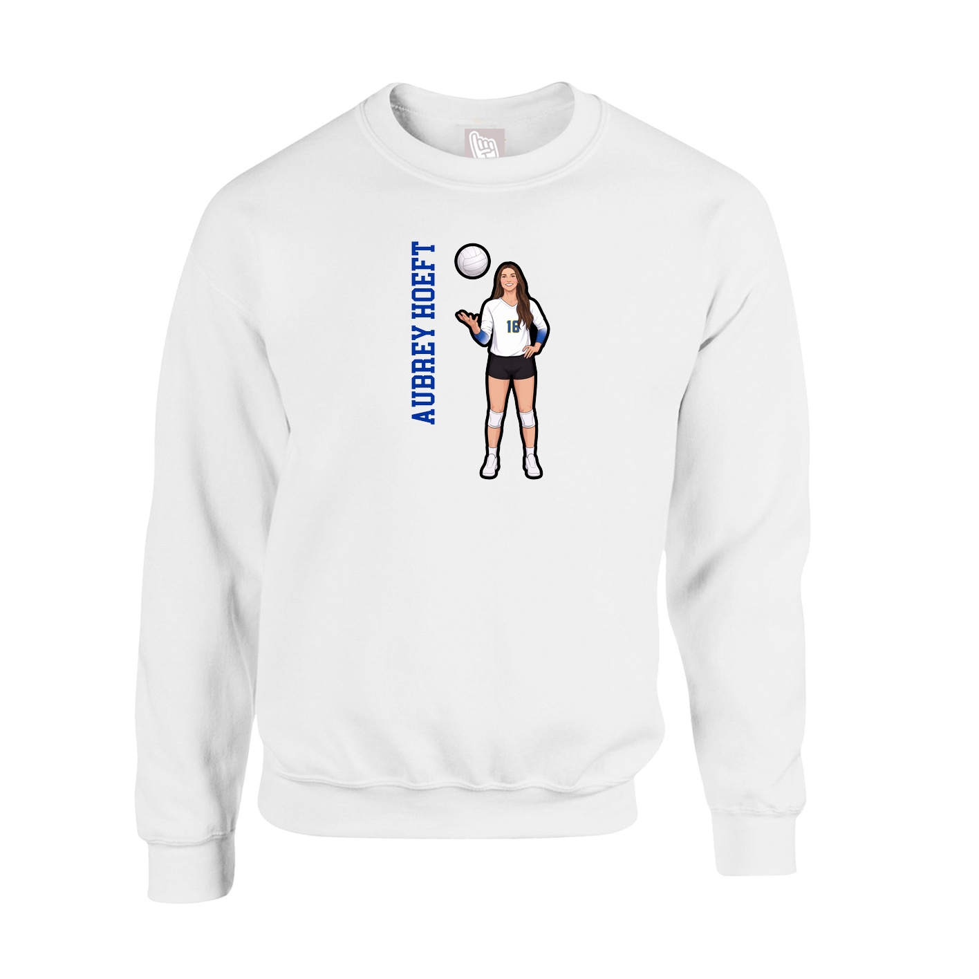 Fleece Crew — Name Vertical in White