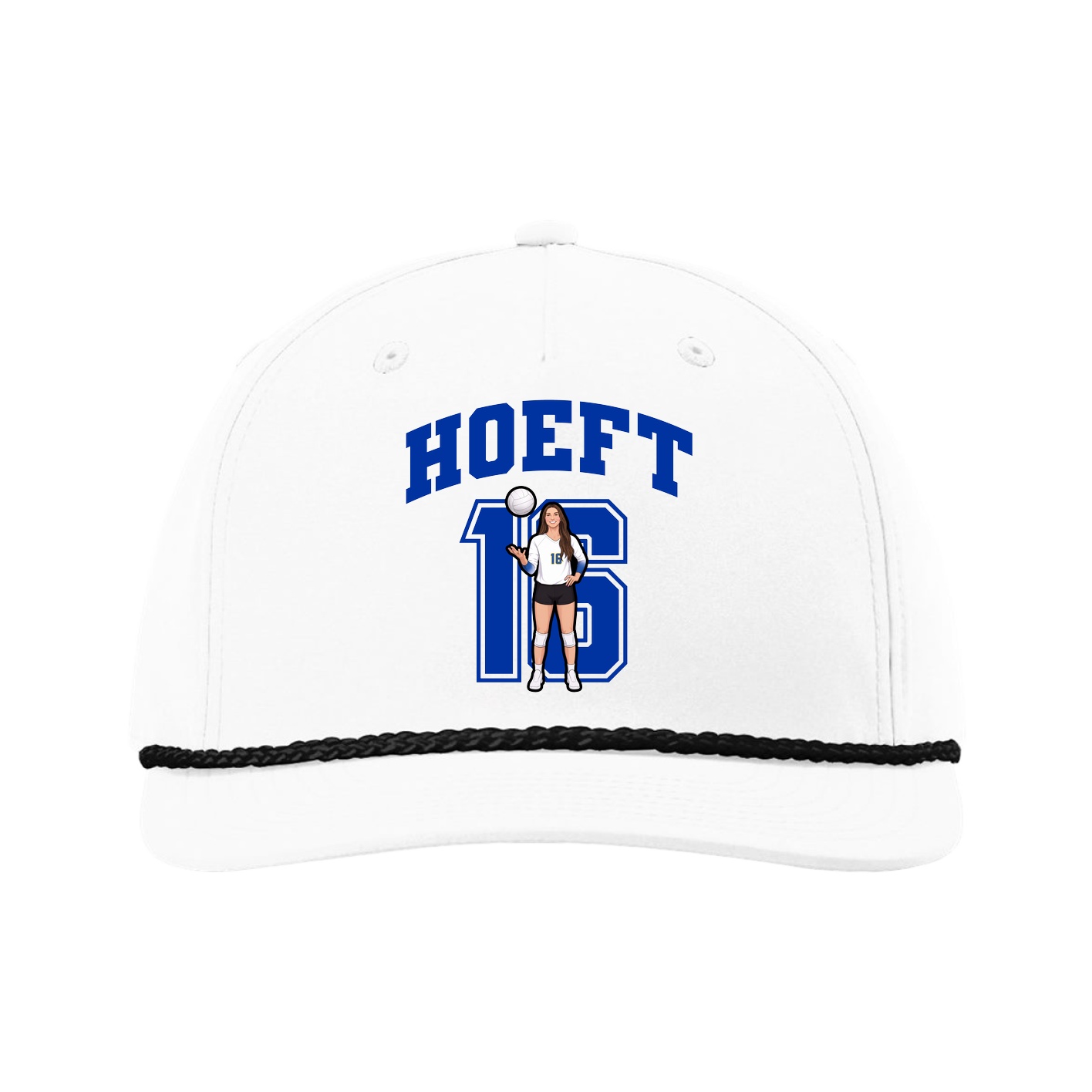 Five-Panel Classic Rope Cap — Number in White