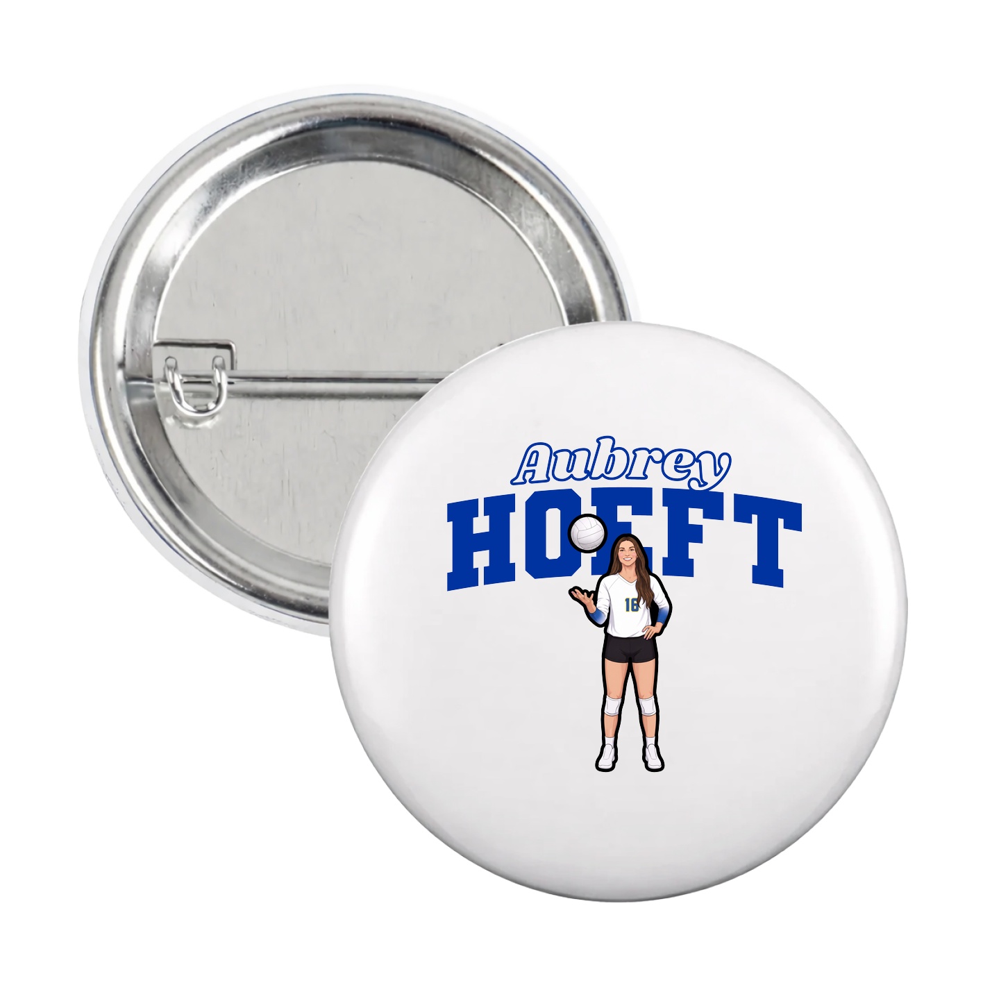 Game Day Button — Name Arch in White