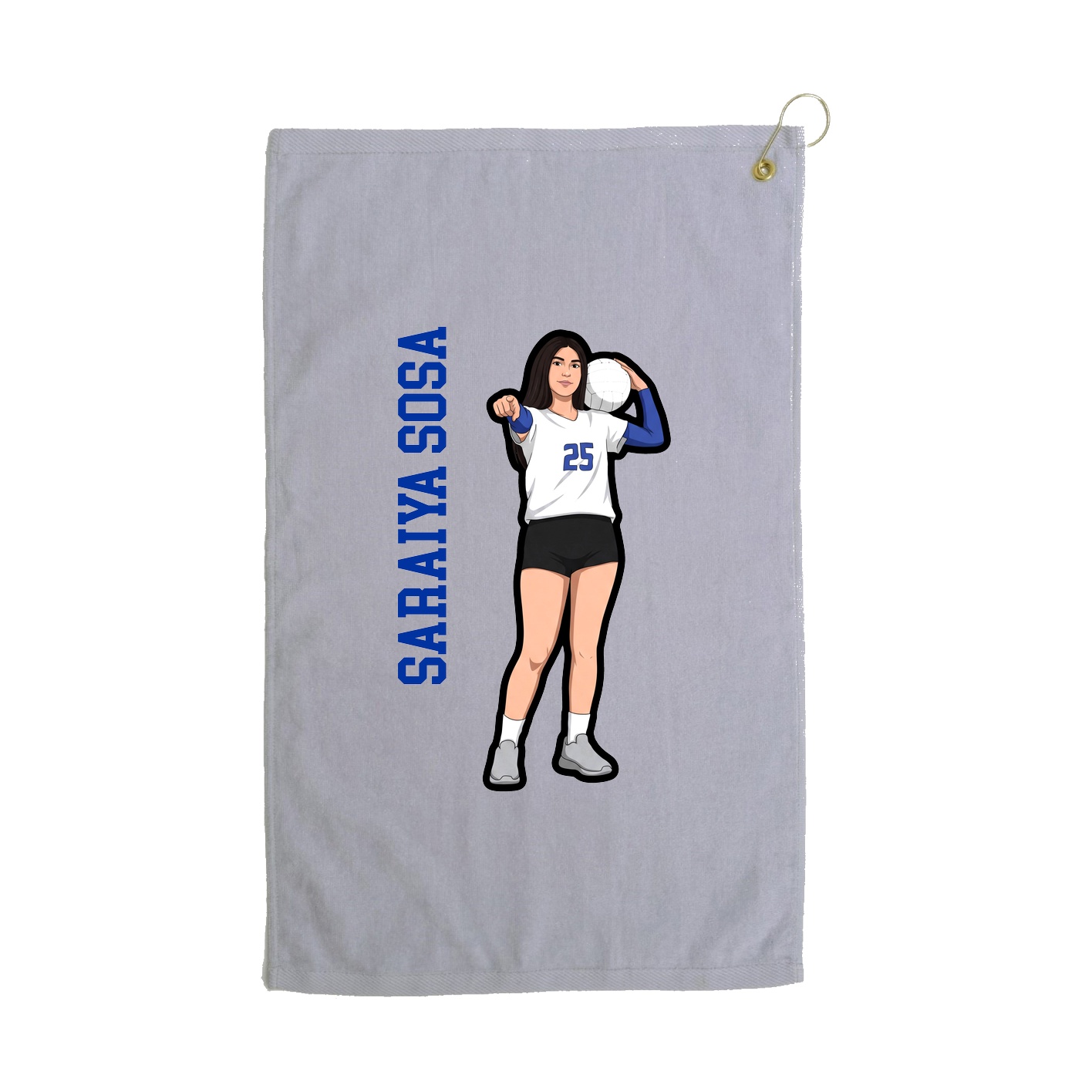 Golf Towel — Name Vertical in Grey