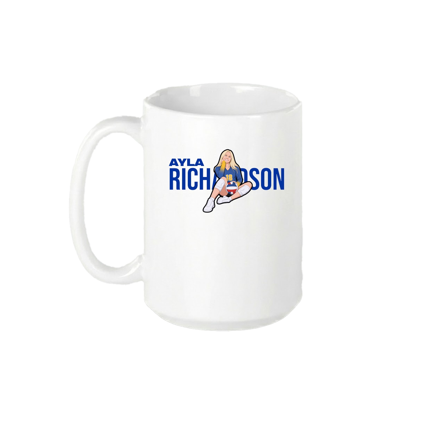 15oz Coffee Mug — Player Name in White