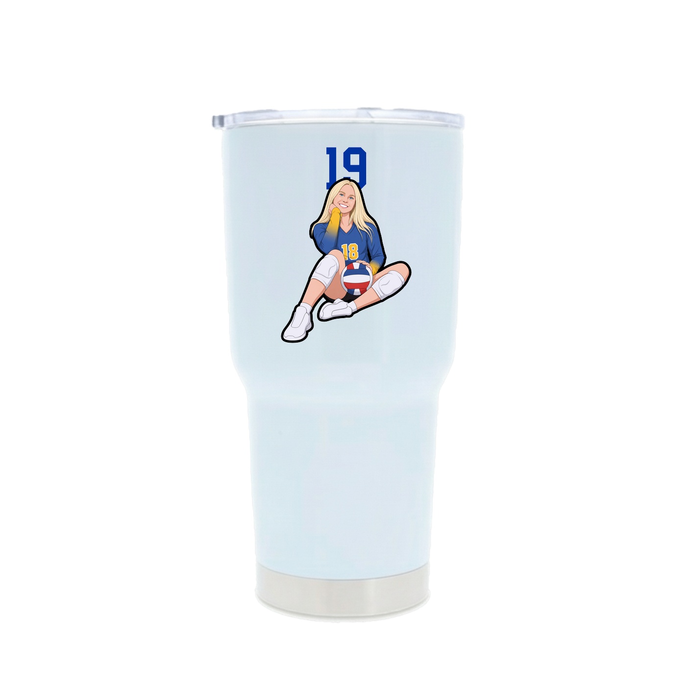 30oz Stainless Steel Tumbler — Number Top in White