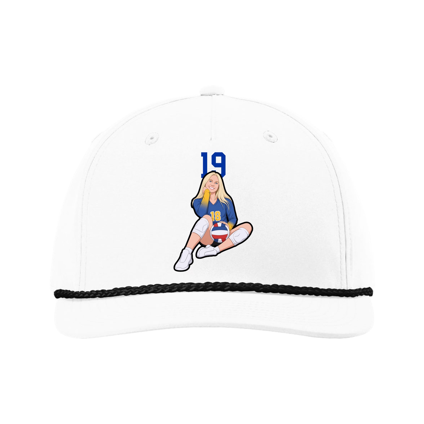 Five-Panel Classic Rope Cap — Number Top in White
