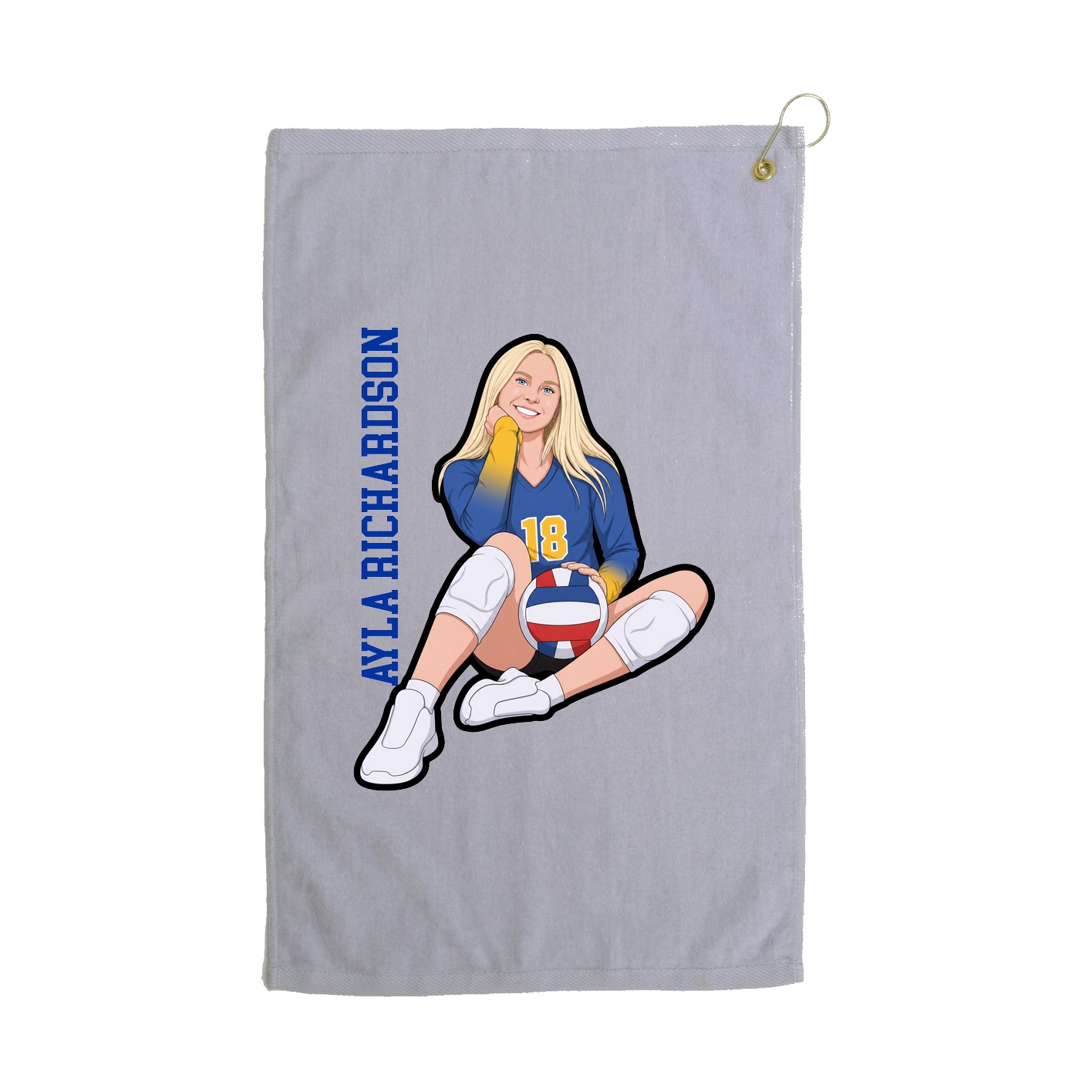 Golf Towel — Name Vertical in Grey