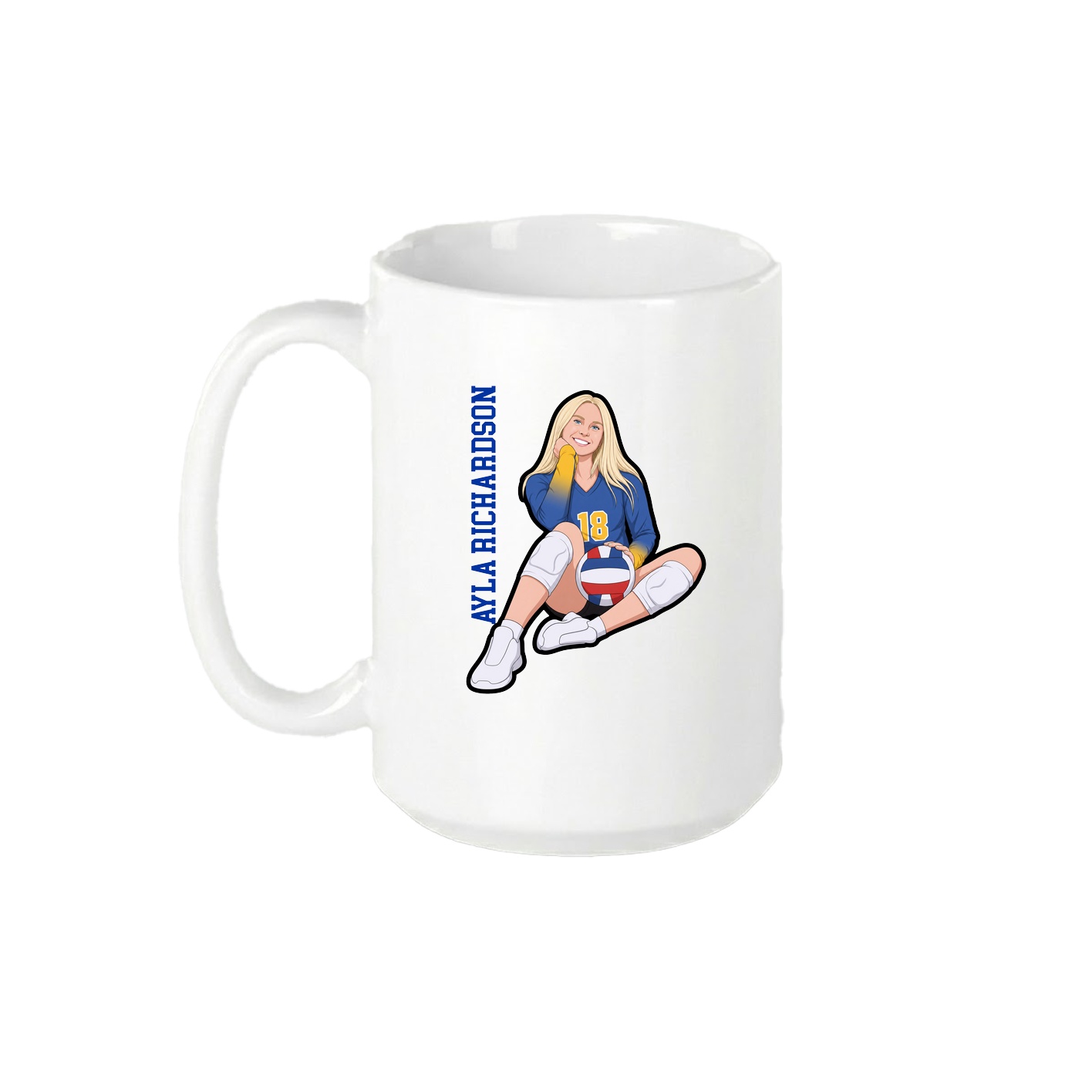 15oz Coffee Mug — Name Vertical in White