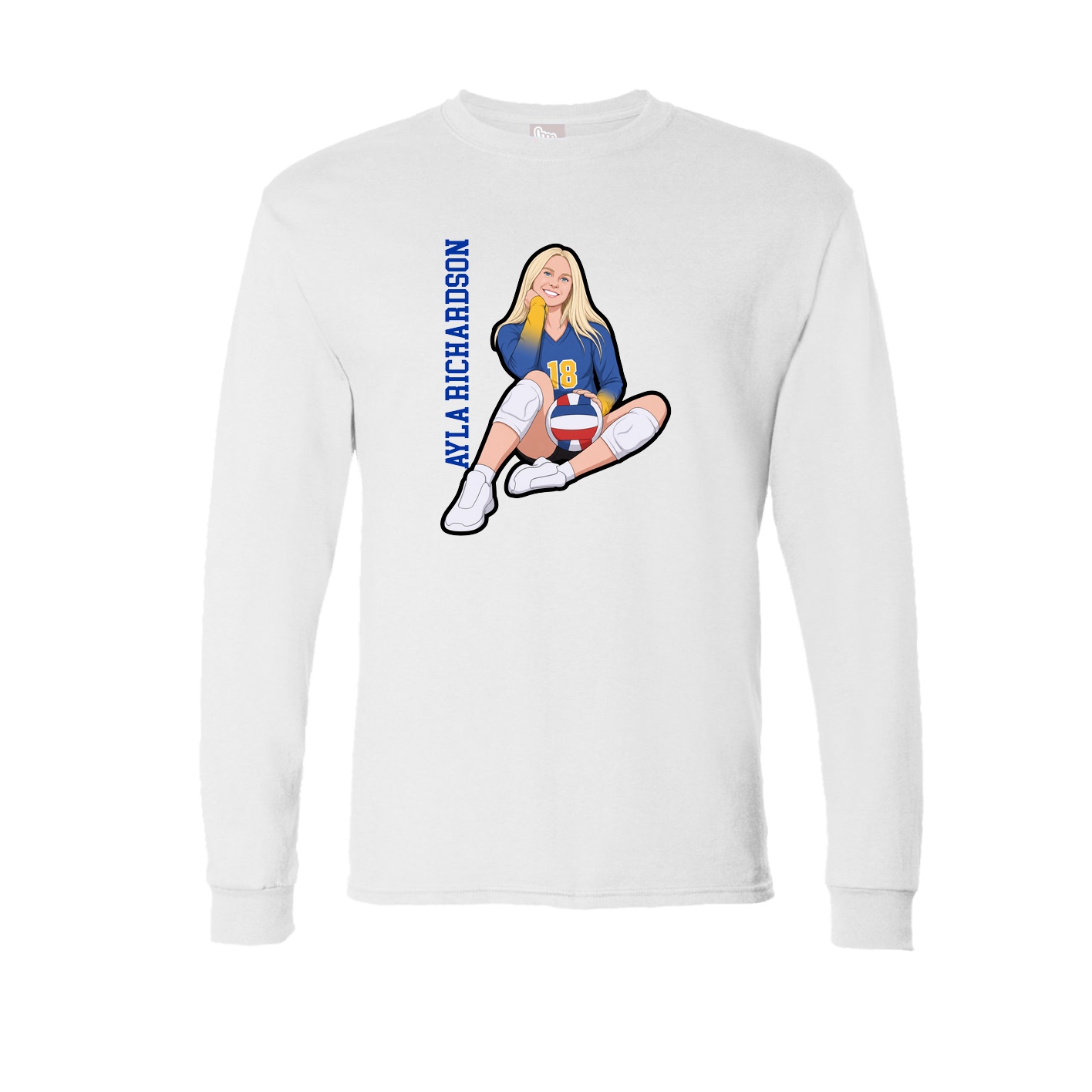 Long Sleeve Tee — Name Vertical in White