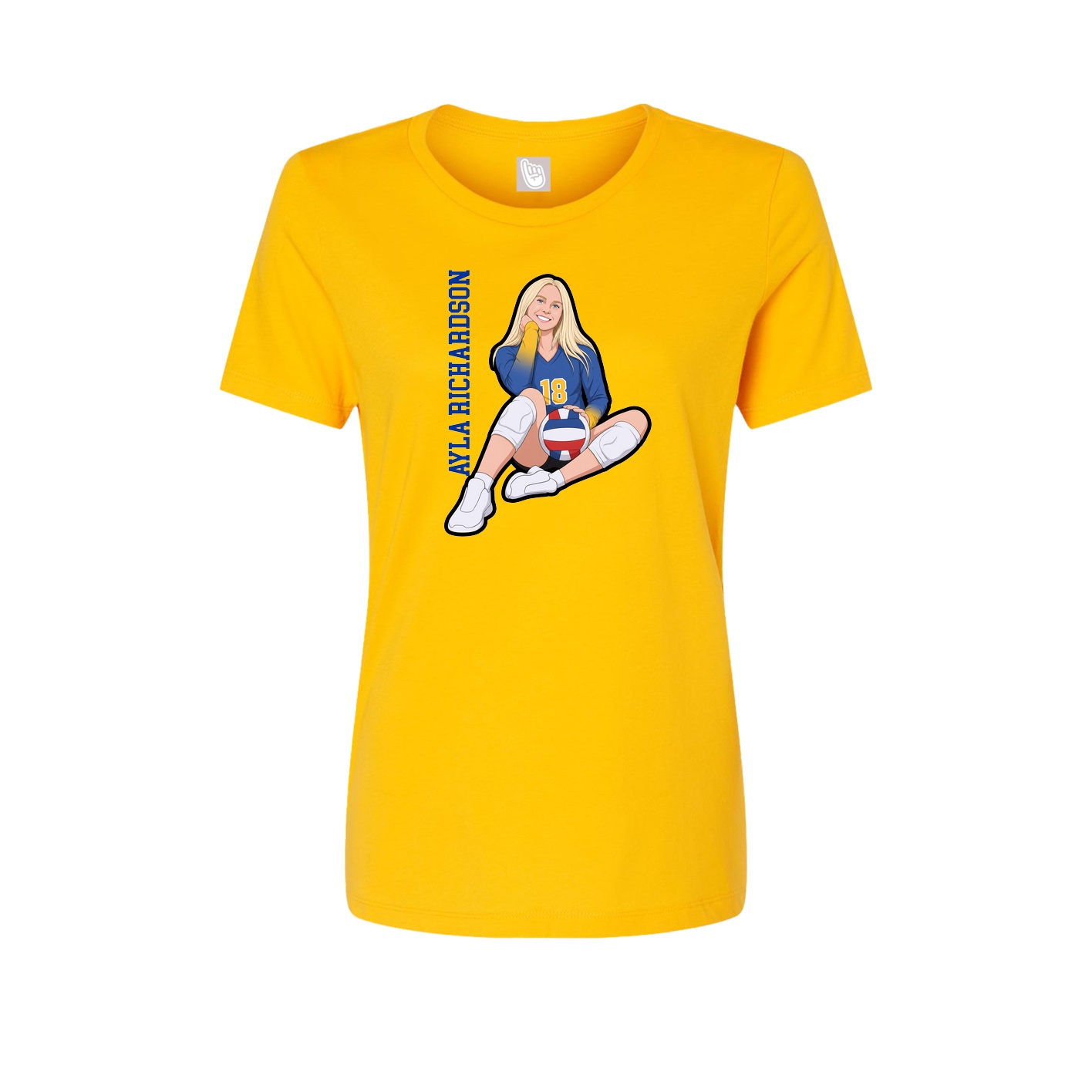 Fitted Women's Tee — Name Vertical in Gold