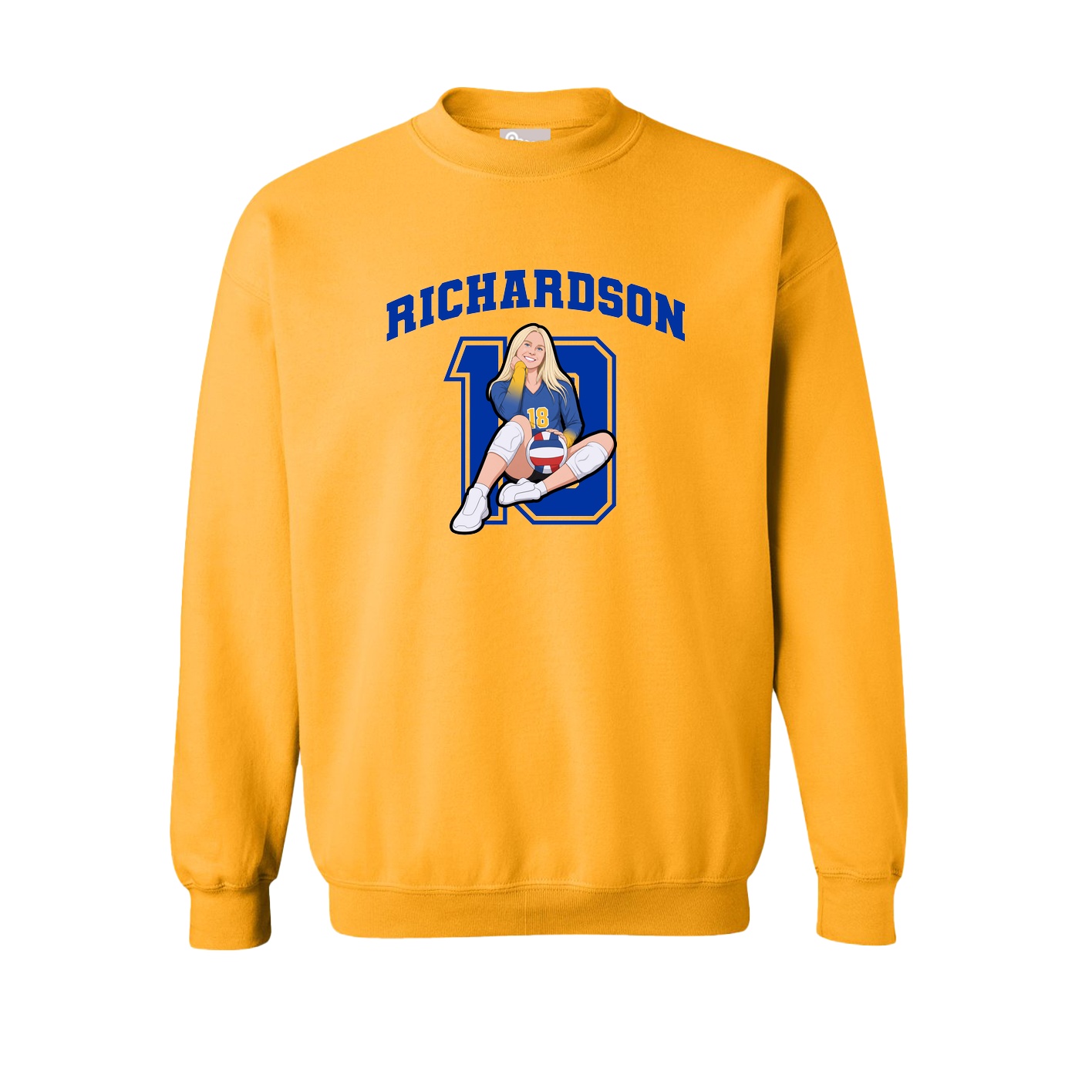 Fleece Crew — Number in Gold