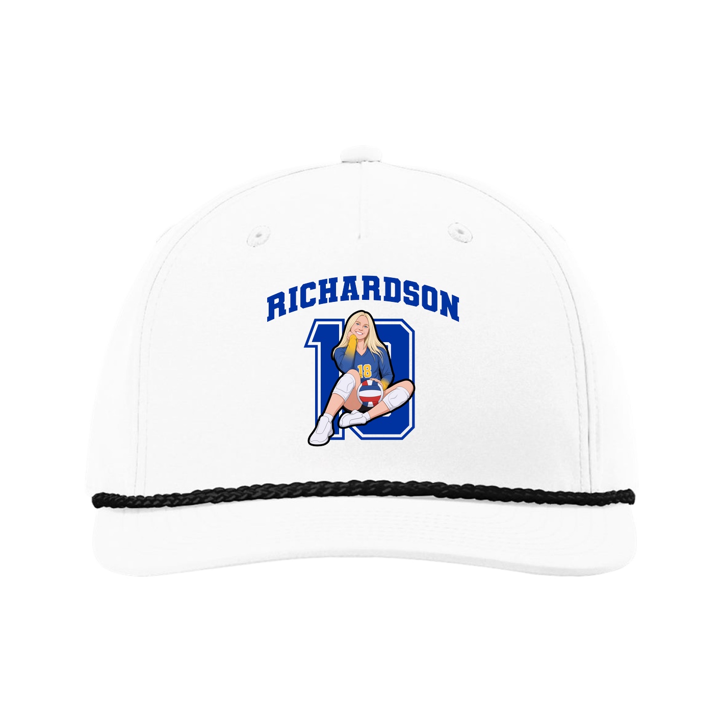 Five-Panel Classic Rope Cap — Number in White