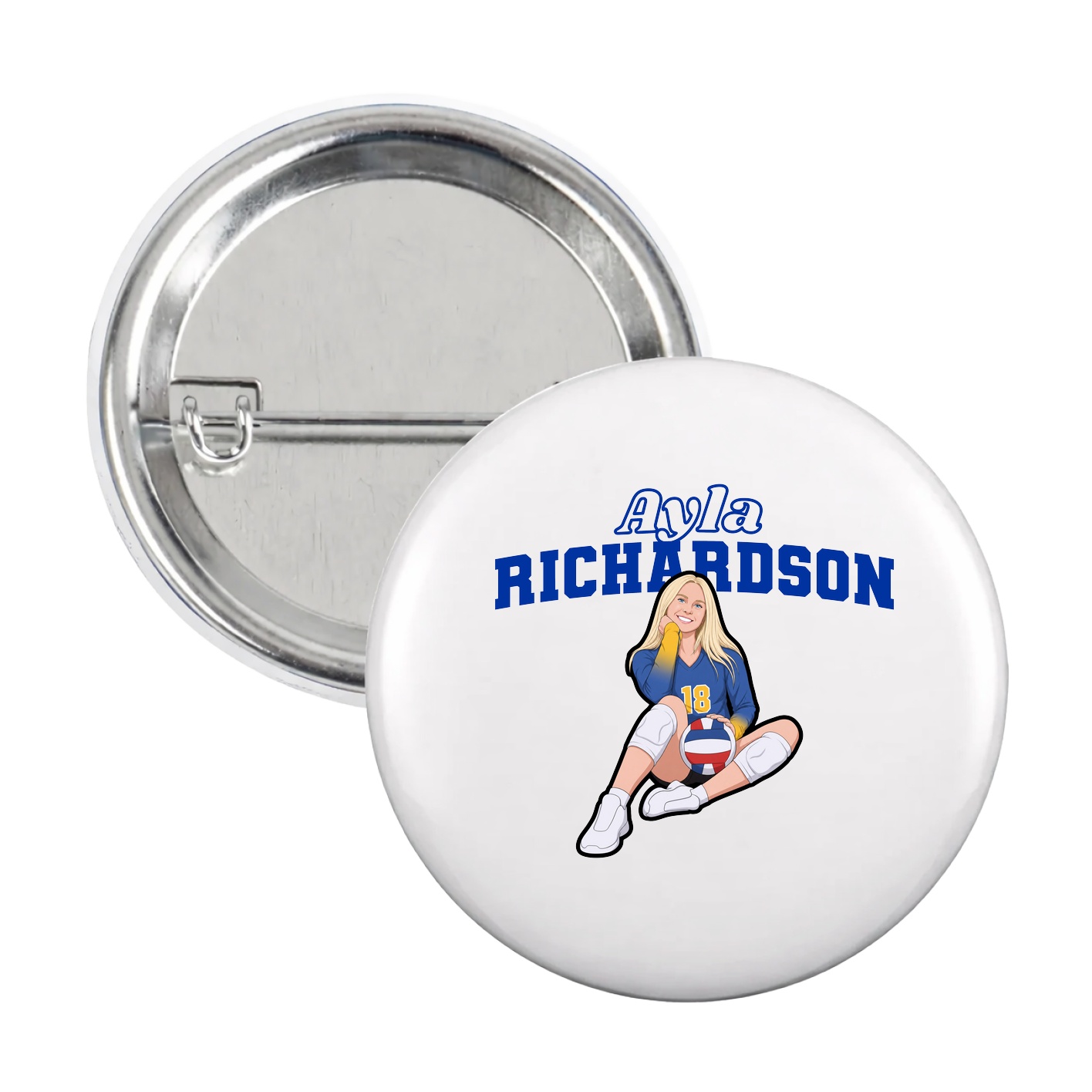 Game Day Button — Name Arch in White