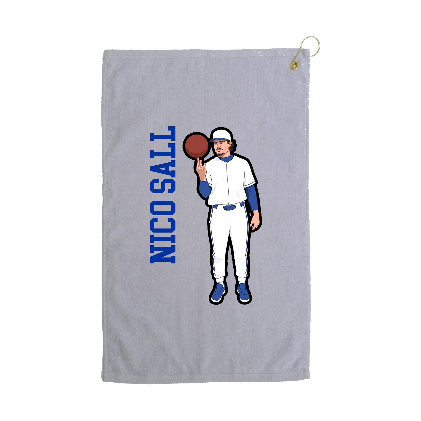 Golf Towel — Name Vertical in Grey