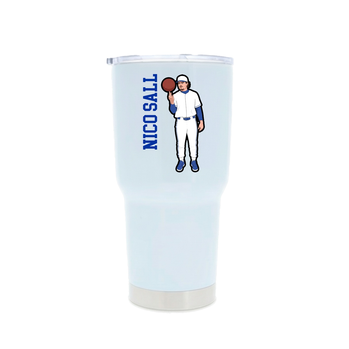 30oz Stainless Steel Tumbler — Name Vertical in White