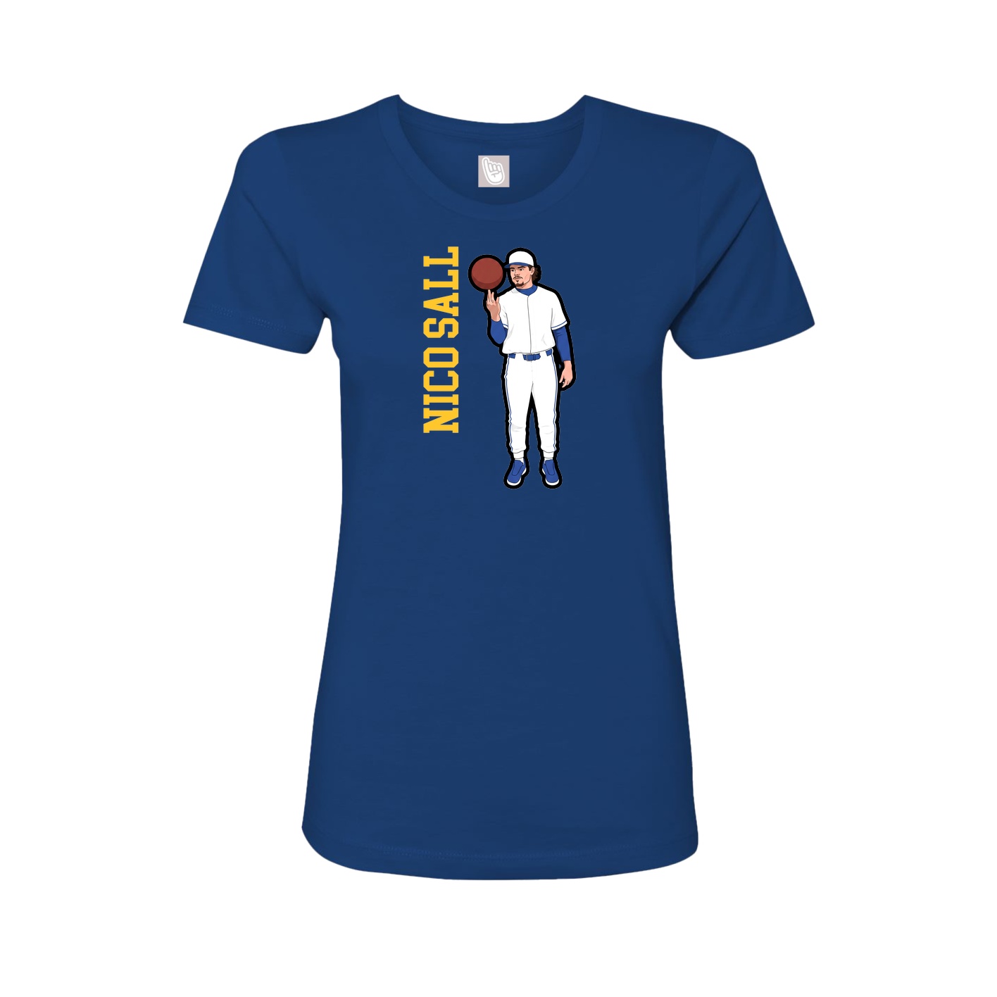 Fitted Women's Tee — Name Vertical in Royal