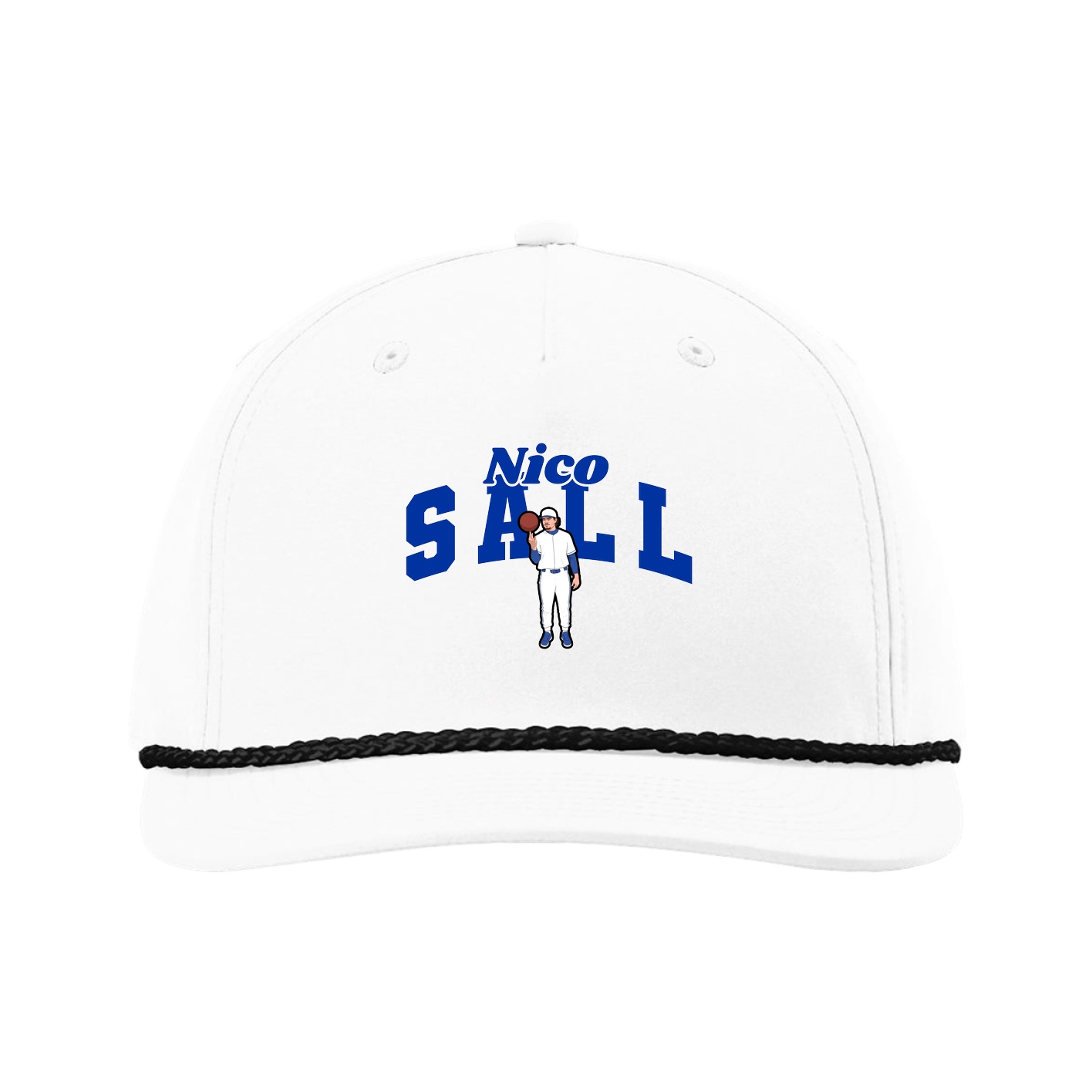 Five-Panel Classic Rope Cap — Signature Arch in White
