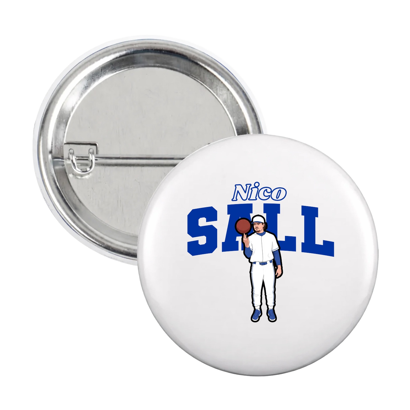 Game Day Button — Name Arch in White