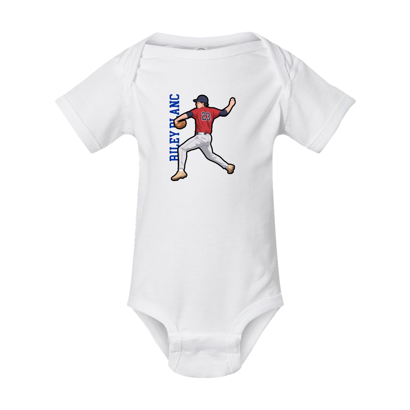 Baby Onesie — Name Vertical in White