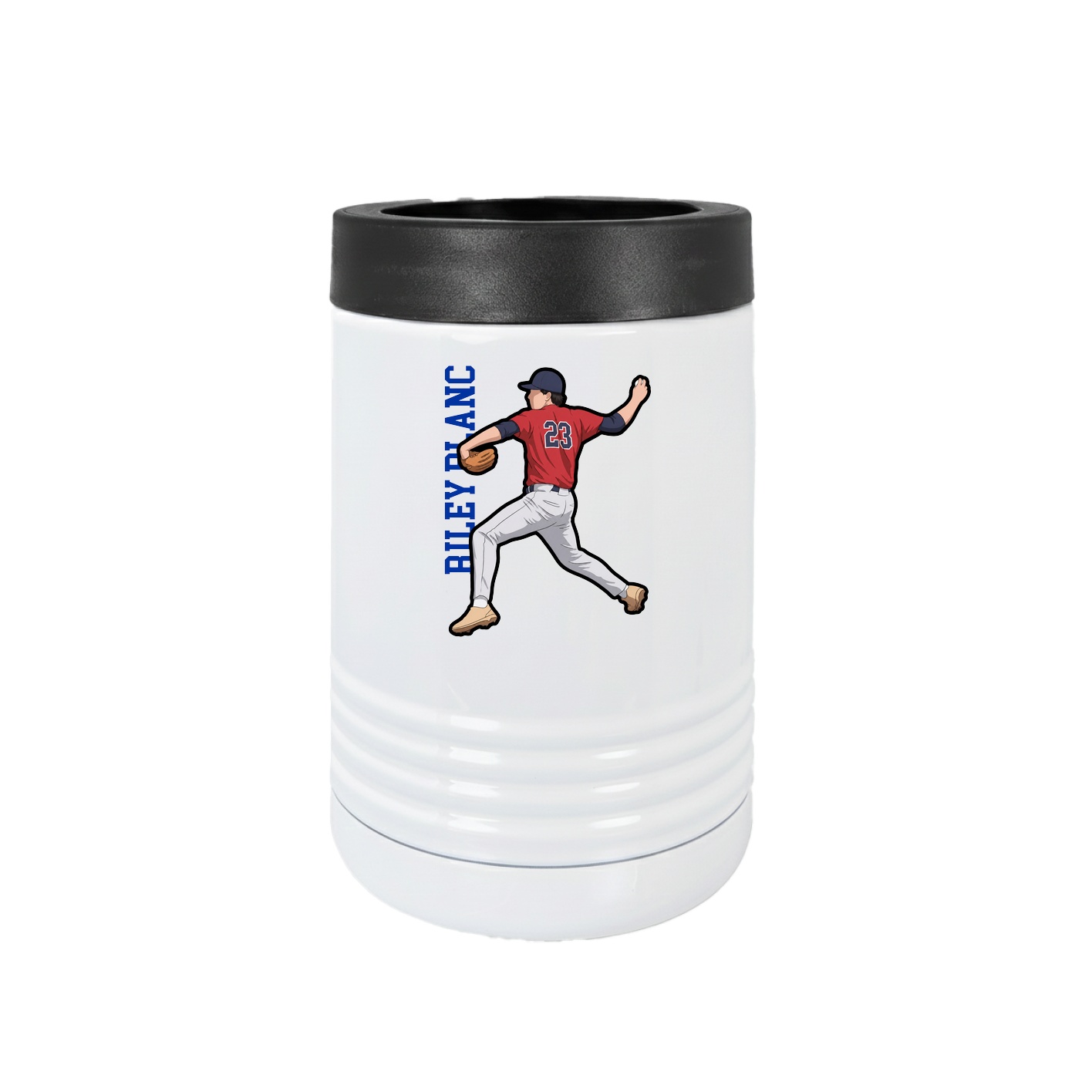 Beverage Holder — Name Vertical in White