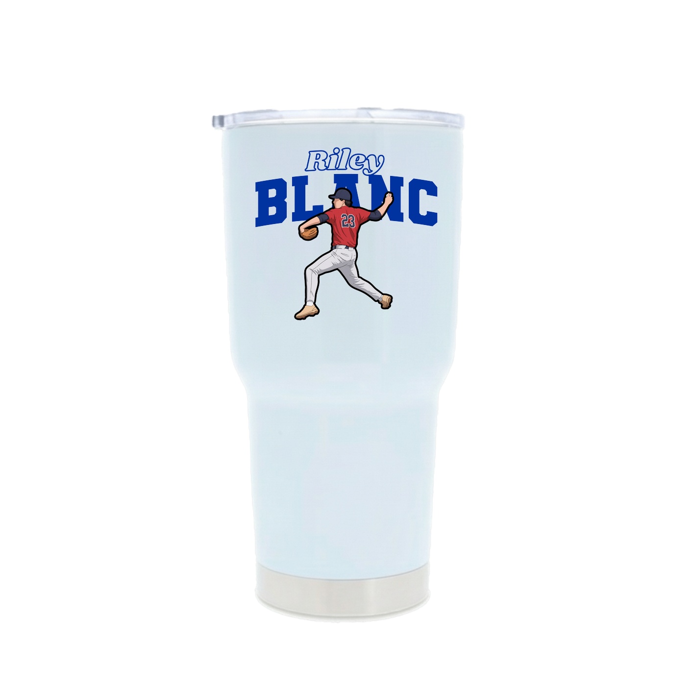 30oz Stainless Steel Tumbler — Name Arch in White
