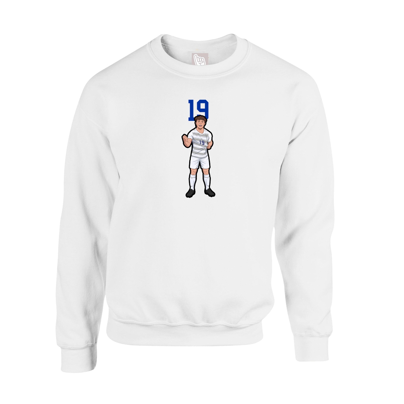 Fleece Crew — Number Top in White