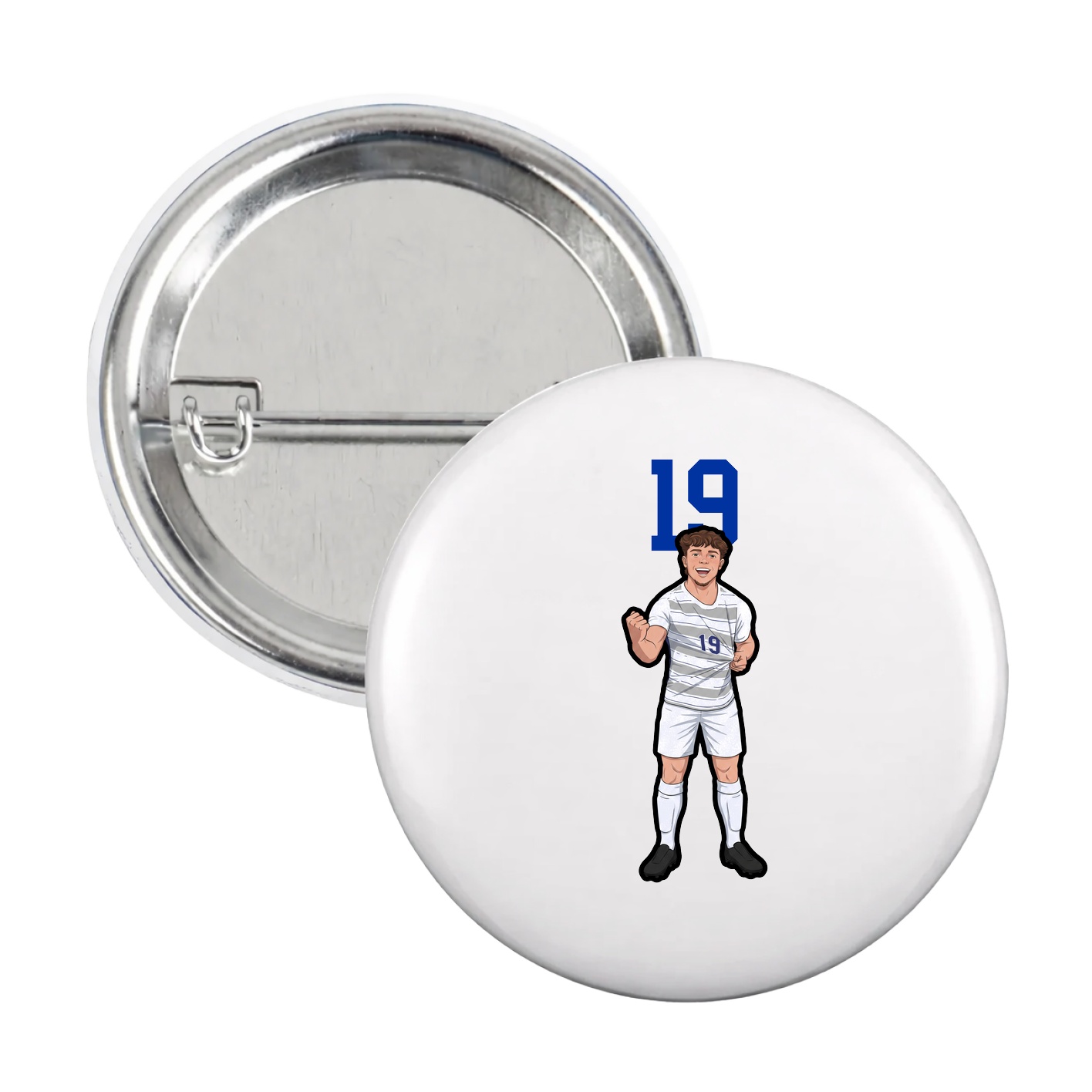 Game Day Button — Number Top in White