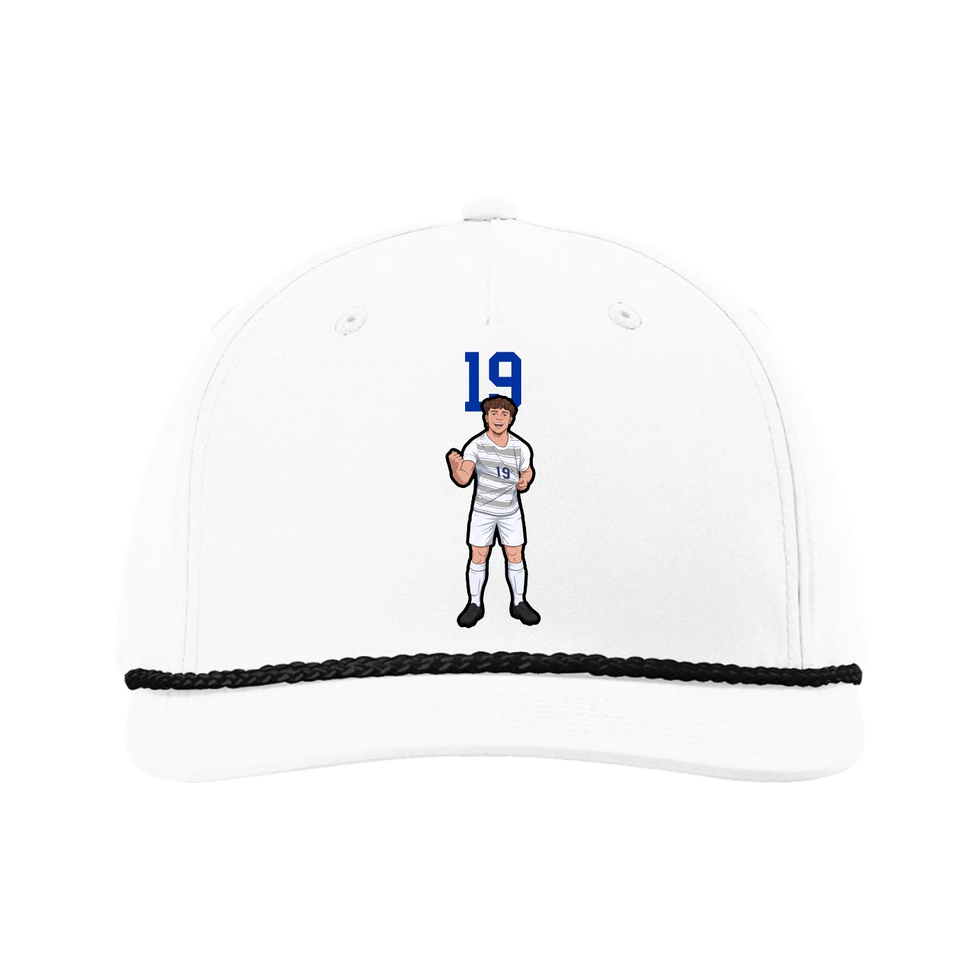 Five-Panel Classic Rope Cap — Number Top in White