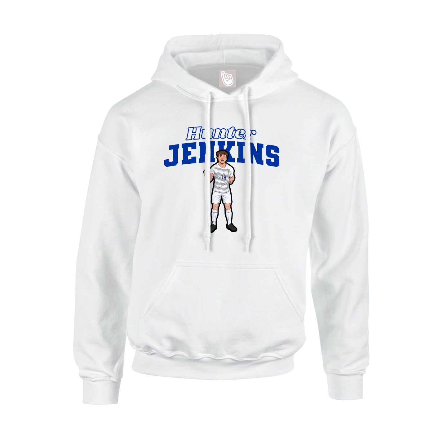 Youth Hoodie — Name Arch in White