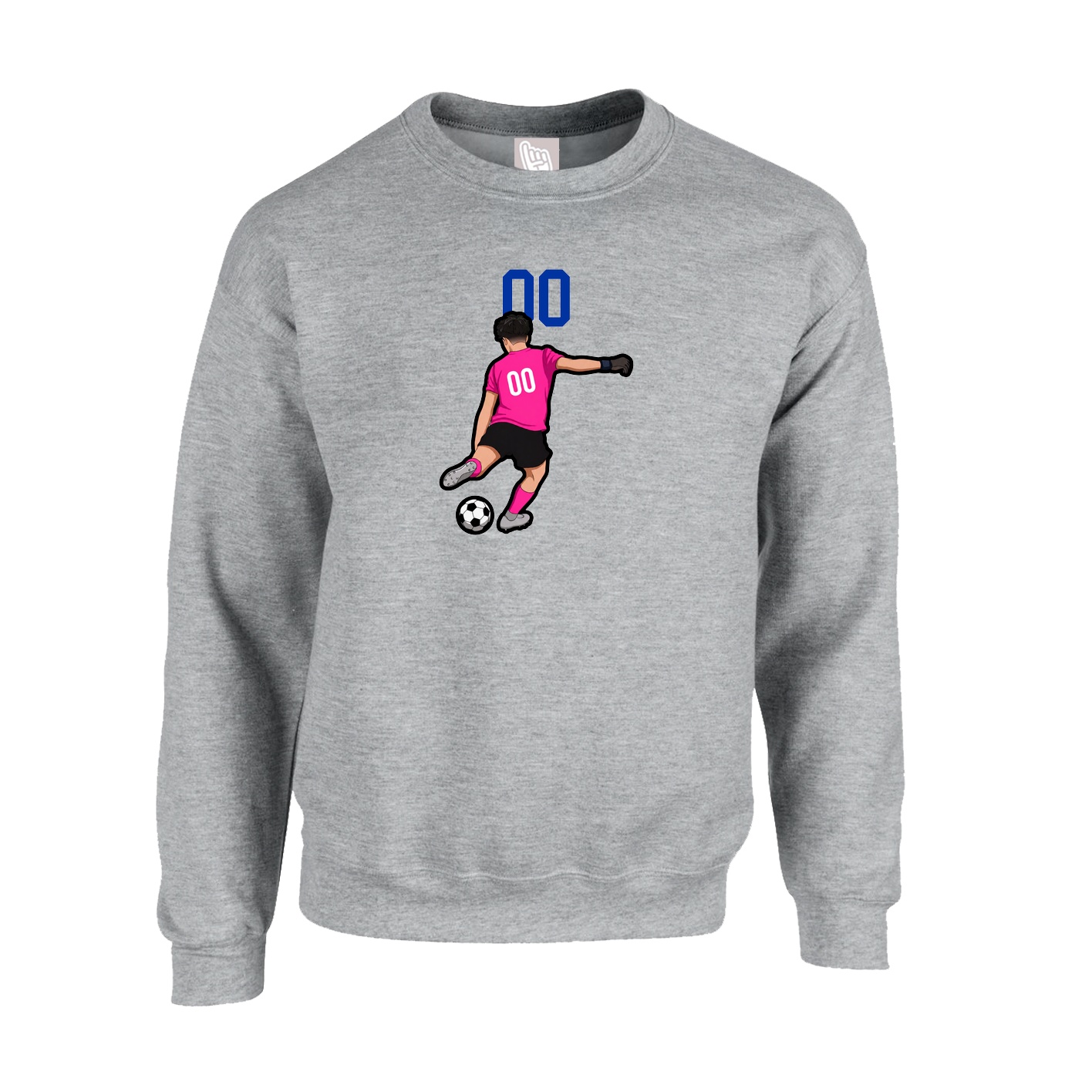 Fleece Crew — Number Top in Grey