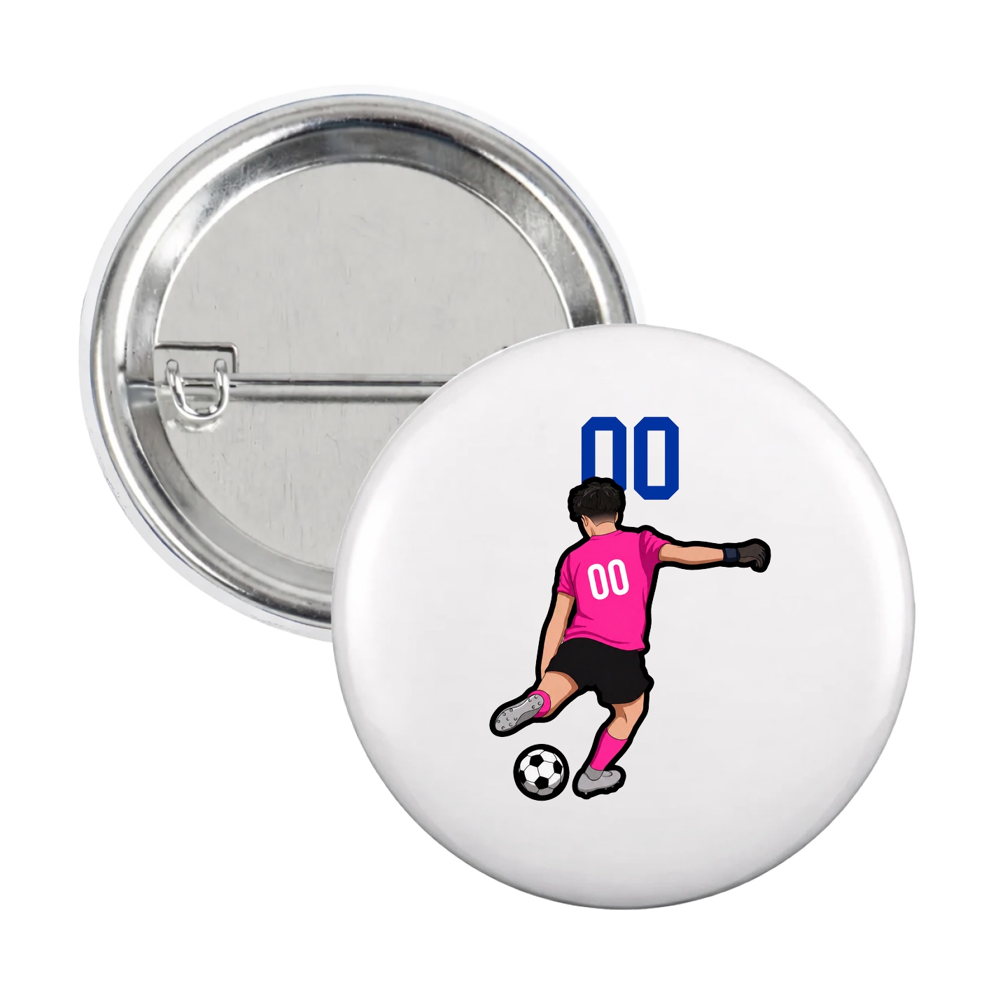 Game Day Button — Number Top in White