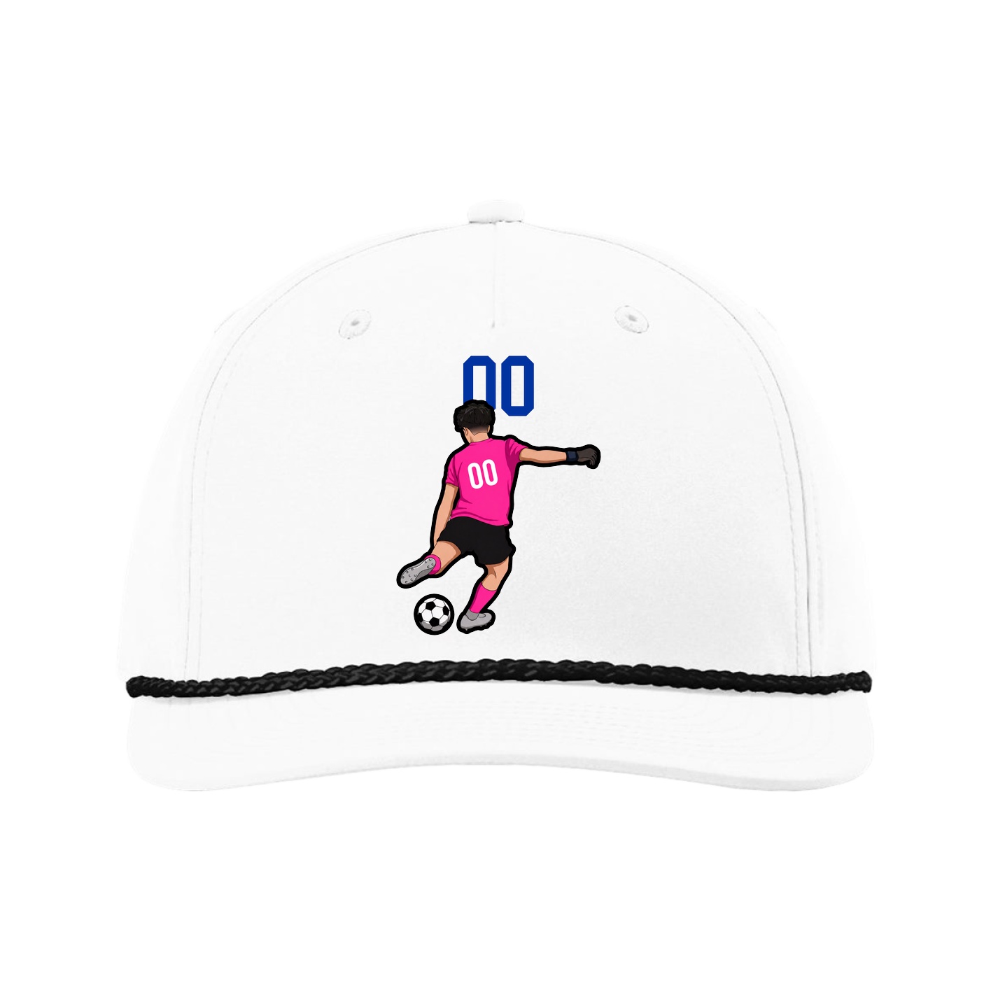 Five-Panel Classic Rope Cap — Number Top in White
