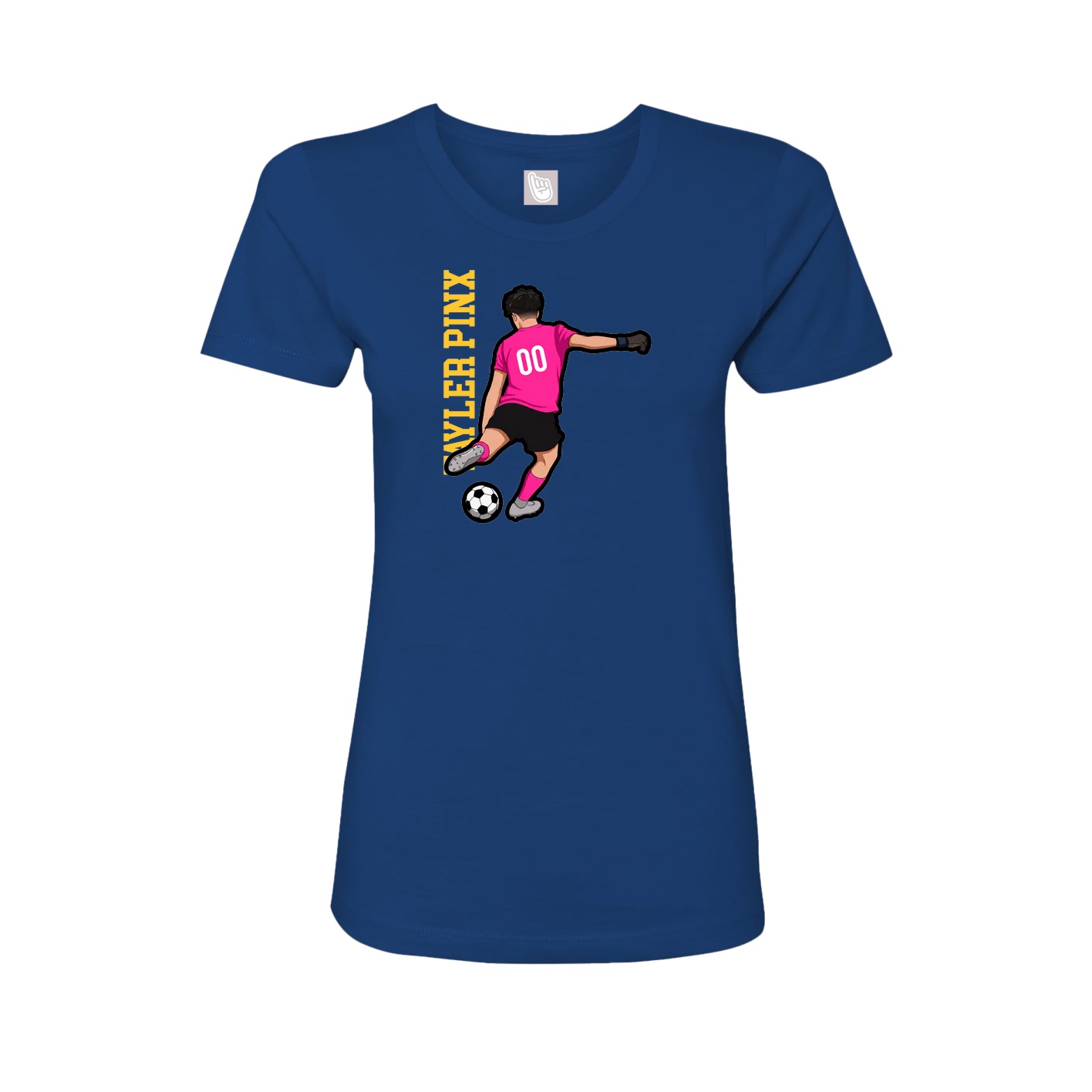 Fitted Women's Tee — Name Vertical in Royal