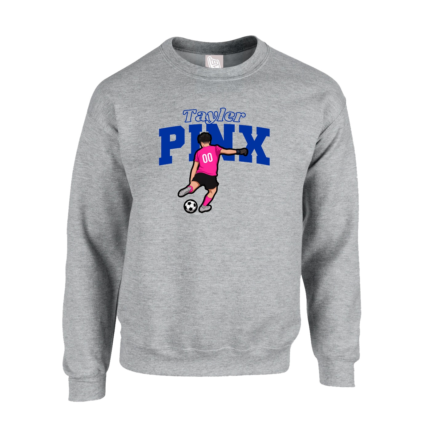 Fleece Crew — Name Arch in Grey