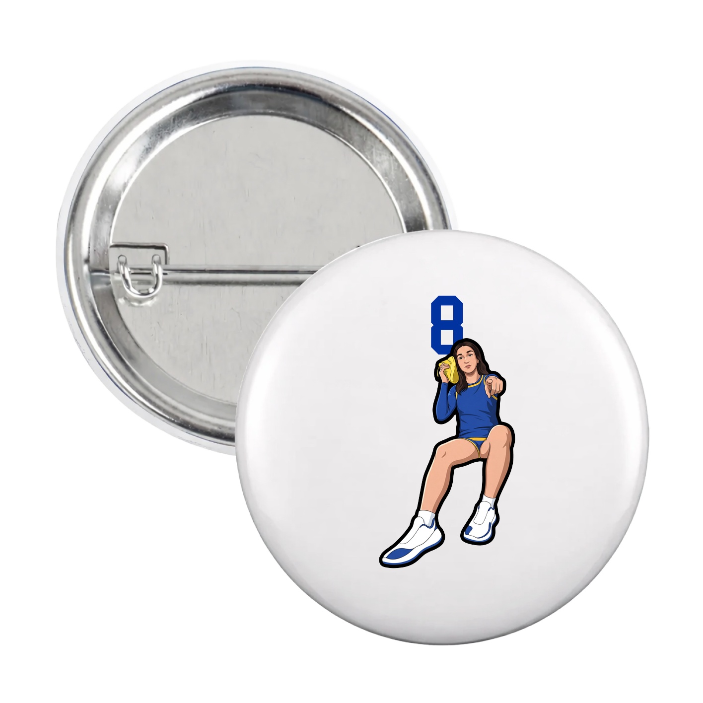Game Day Button — Number Top in White