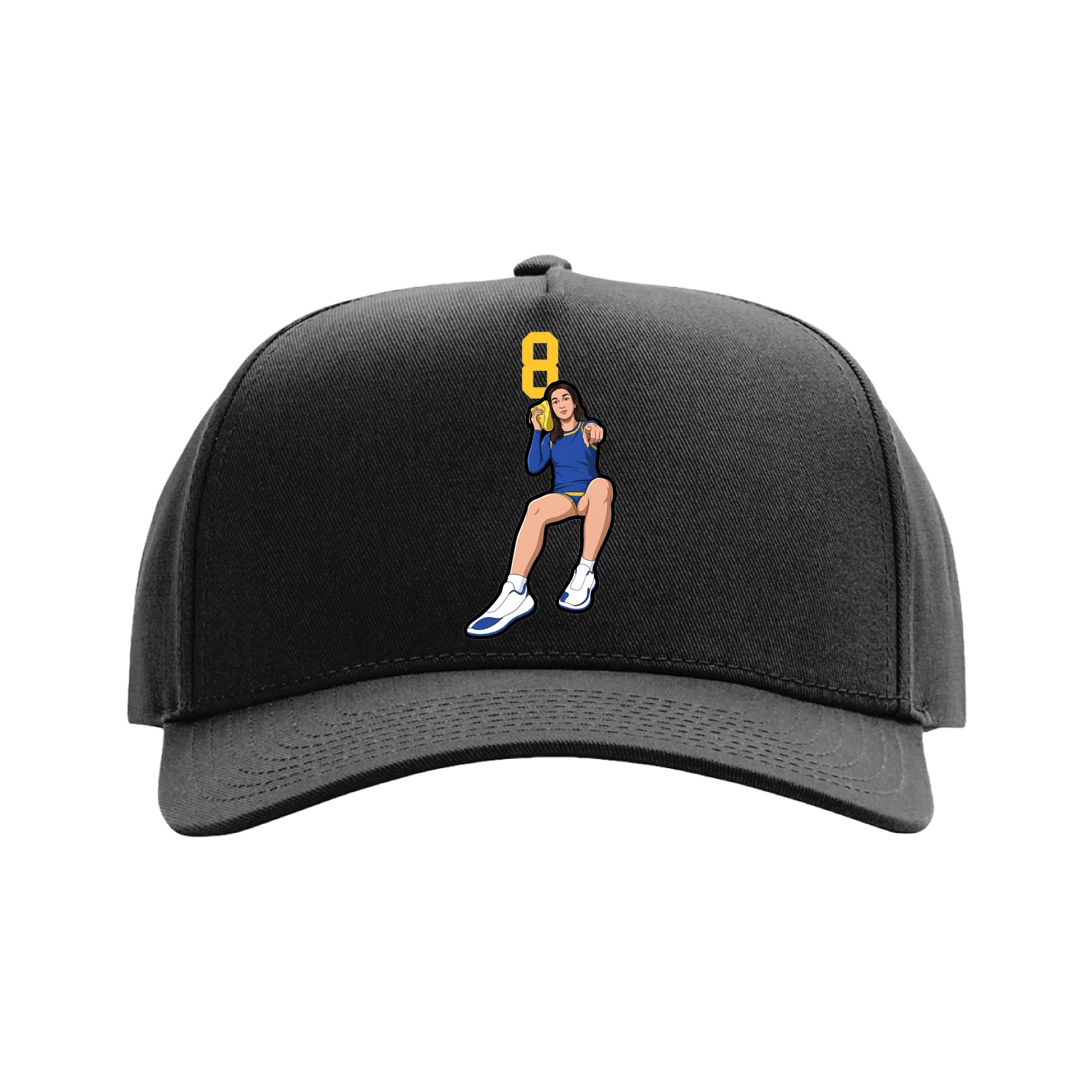 Full Fabric Five-Panel Champ Cap — Number Top in Black