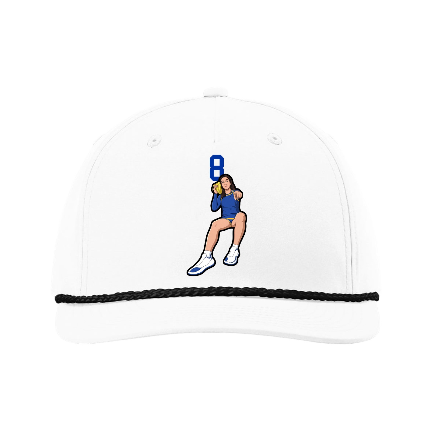 Five-Panel Classic Rope Cap — Number Top in White