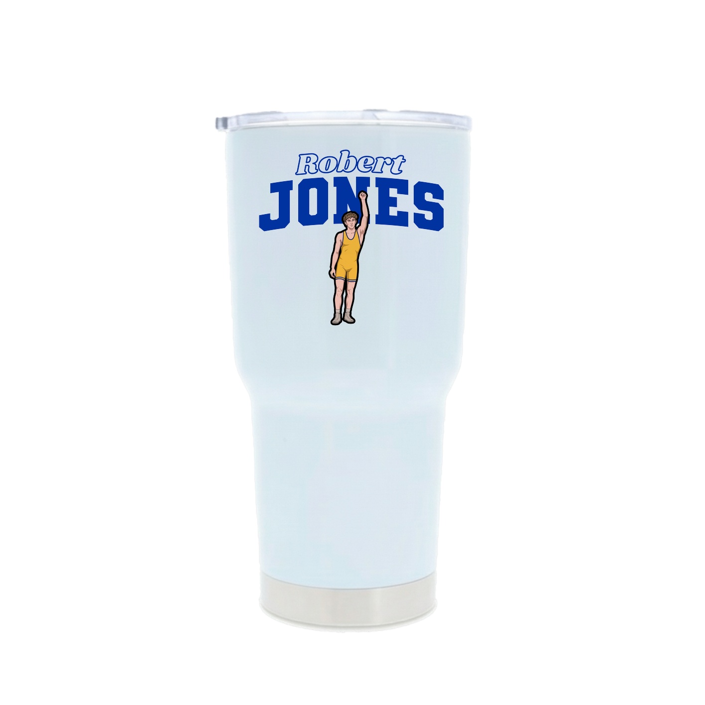 30oz Stainless Steel Tumbler — Name Arch in White
