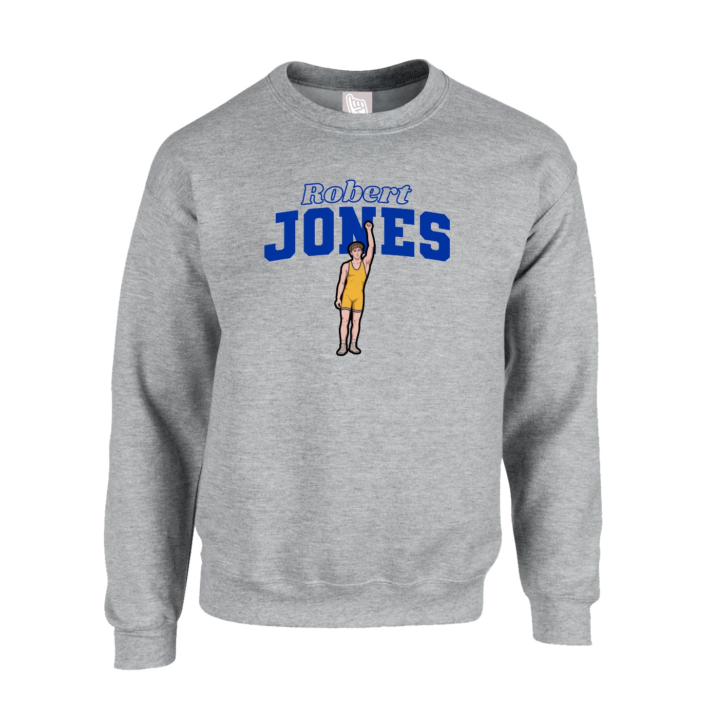 Fleece Crew — Name Arch in Grey