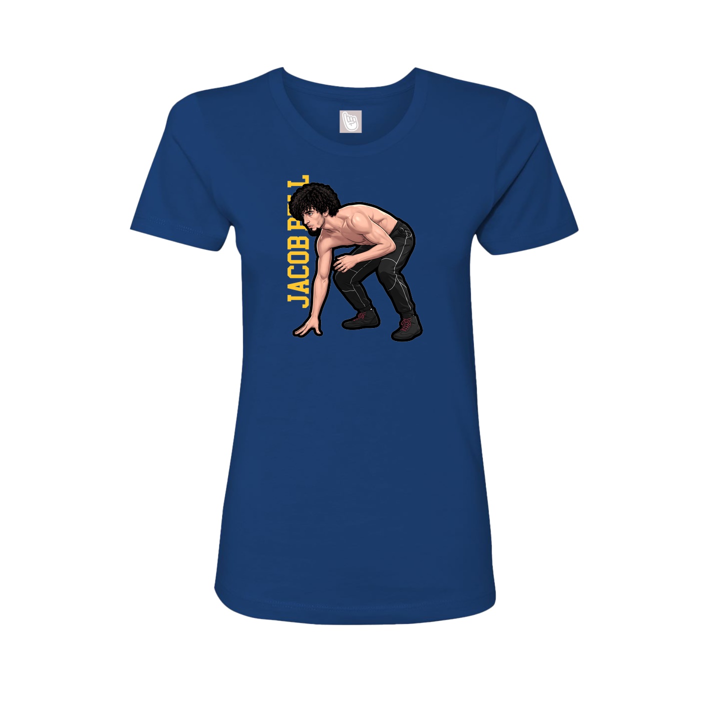 Fitted Women's Tee — Name Vertical in Royal