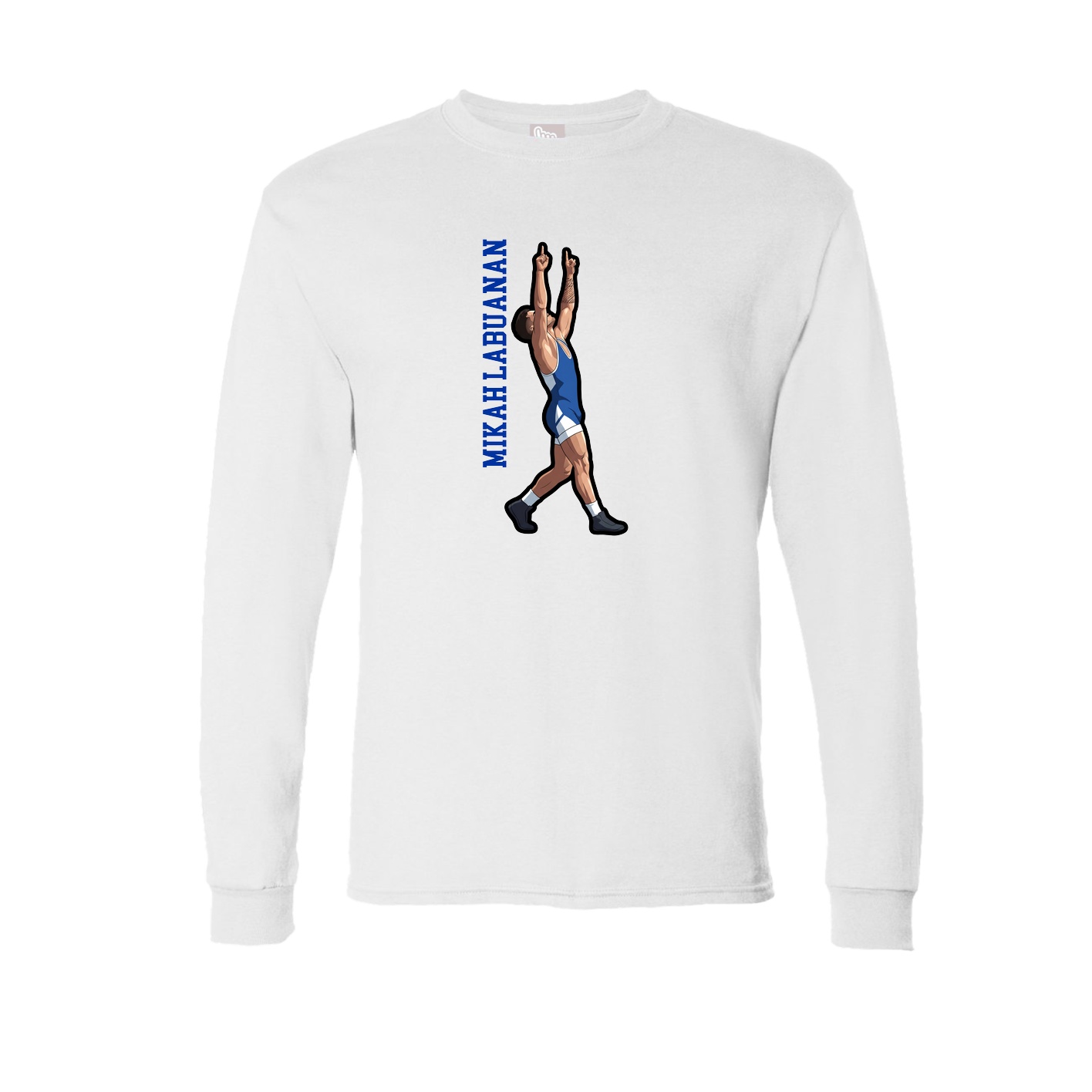 Long Sleeve Tee — Name Vertical in White