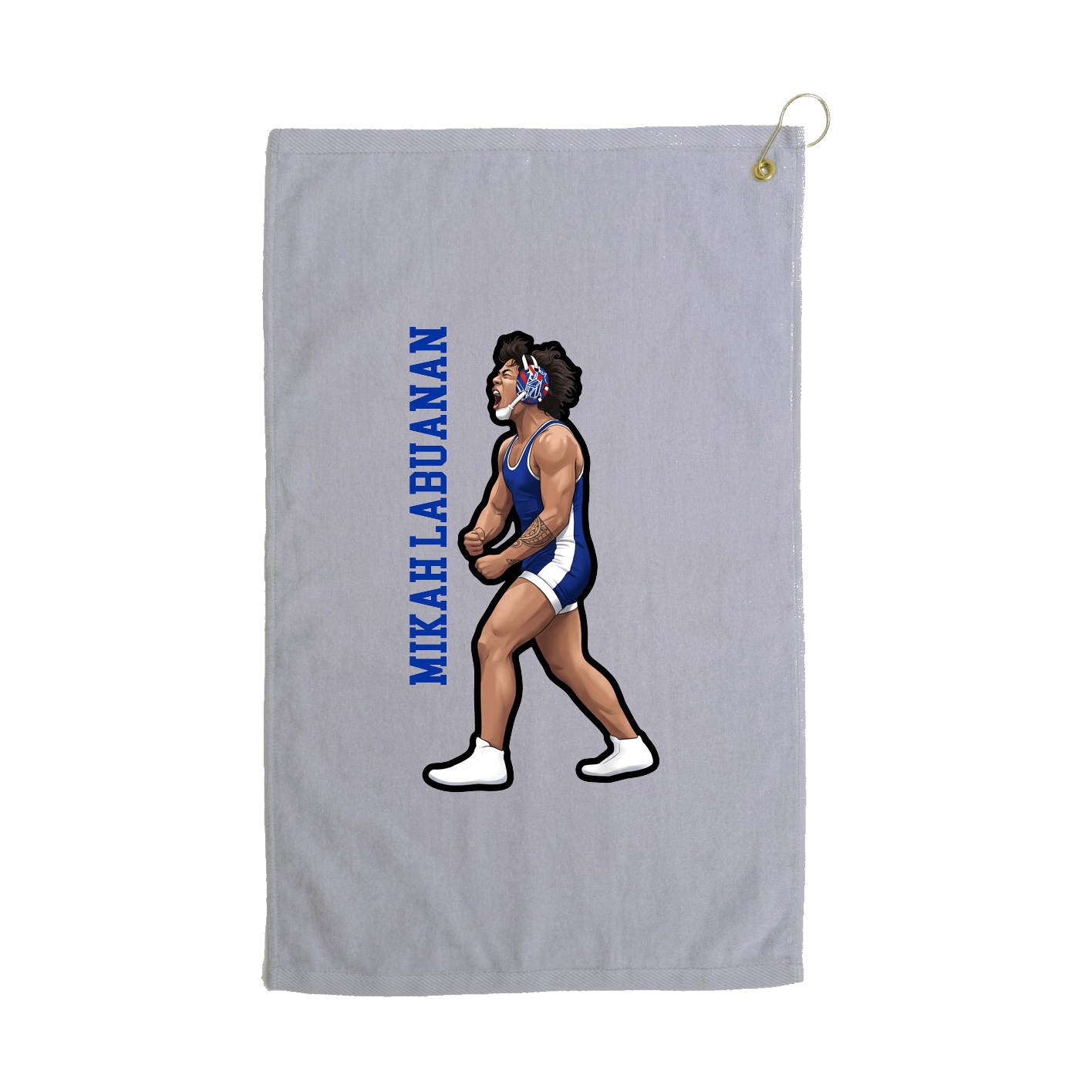 Golf Towel — Name Vertical in Grey