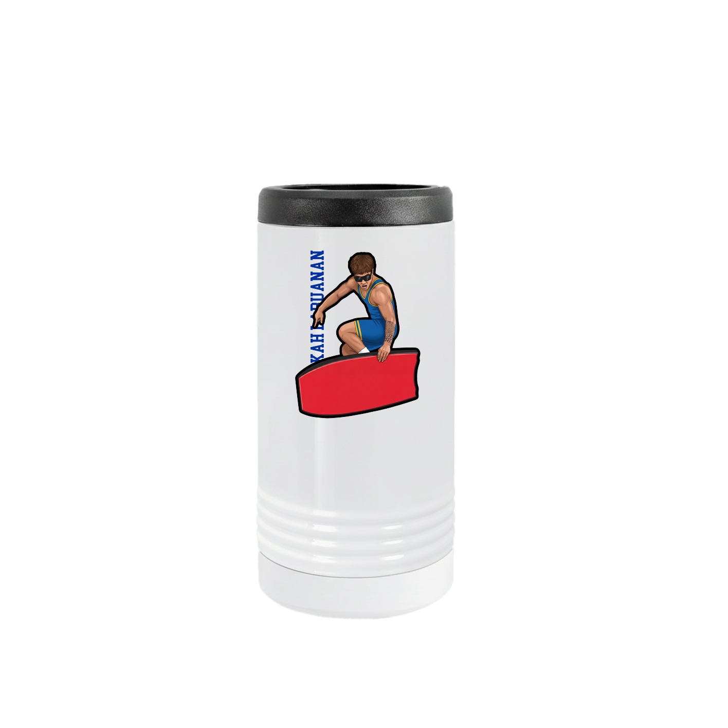 Slim Beverage Holder — Name Vertical in White