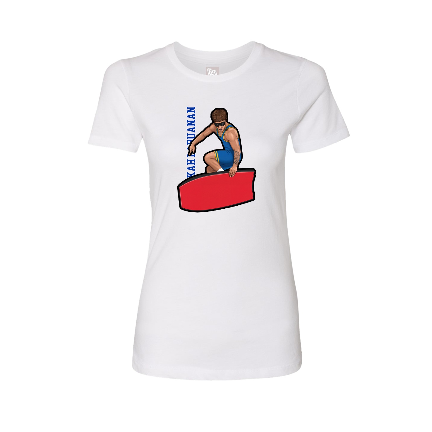 Fitted Women's Tee — Name Vertical in White
