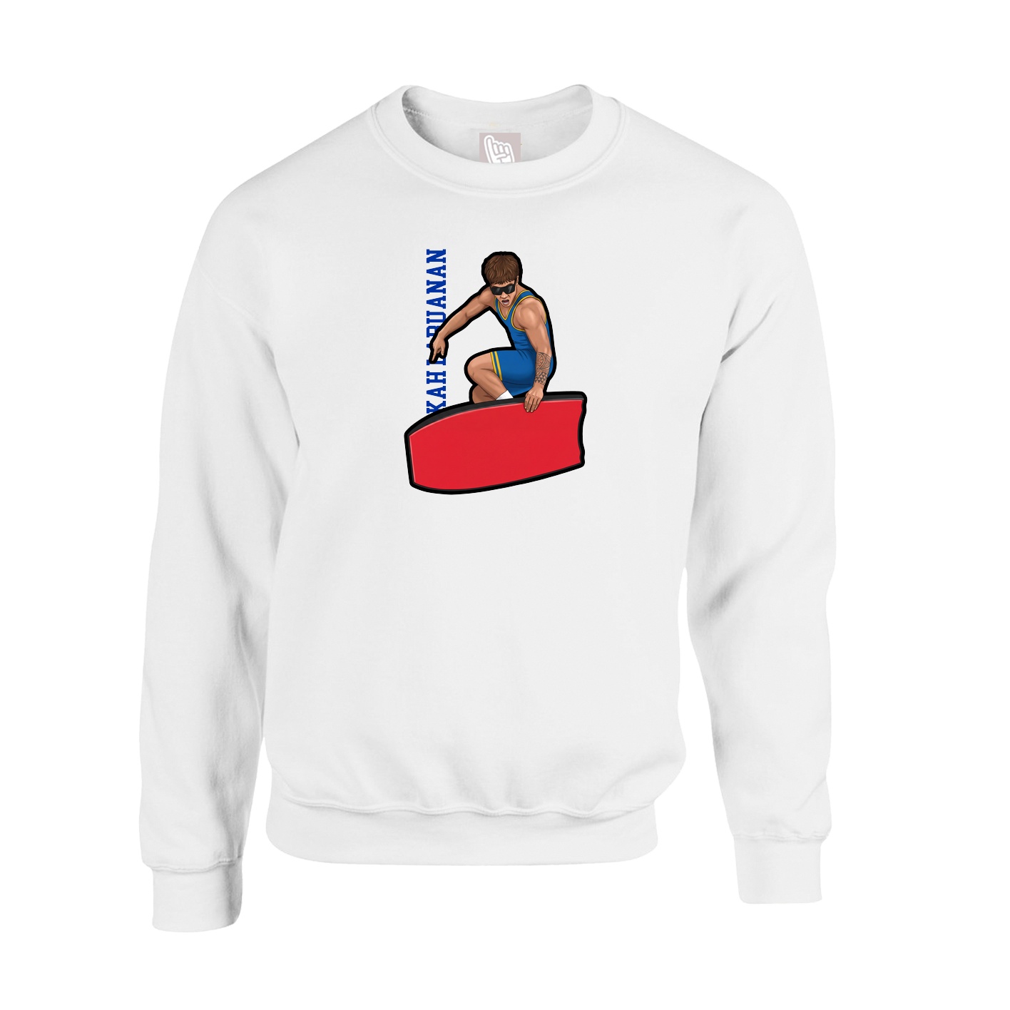 Fleece Crew — Name Vertical in White